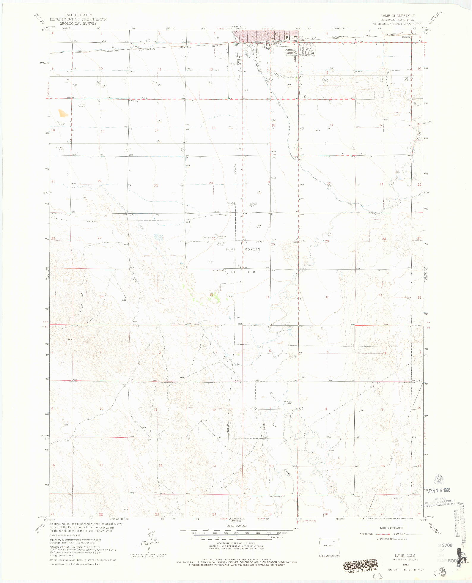 USGS 1:24000-SCALE QUADRANGLE FOR LAMB, CO 1963