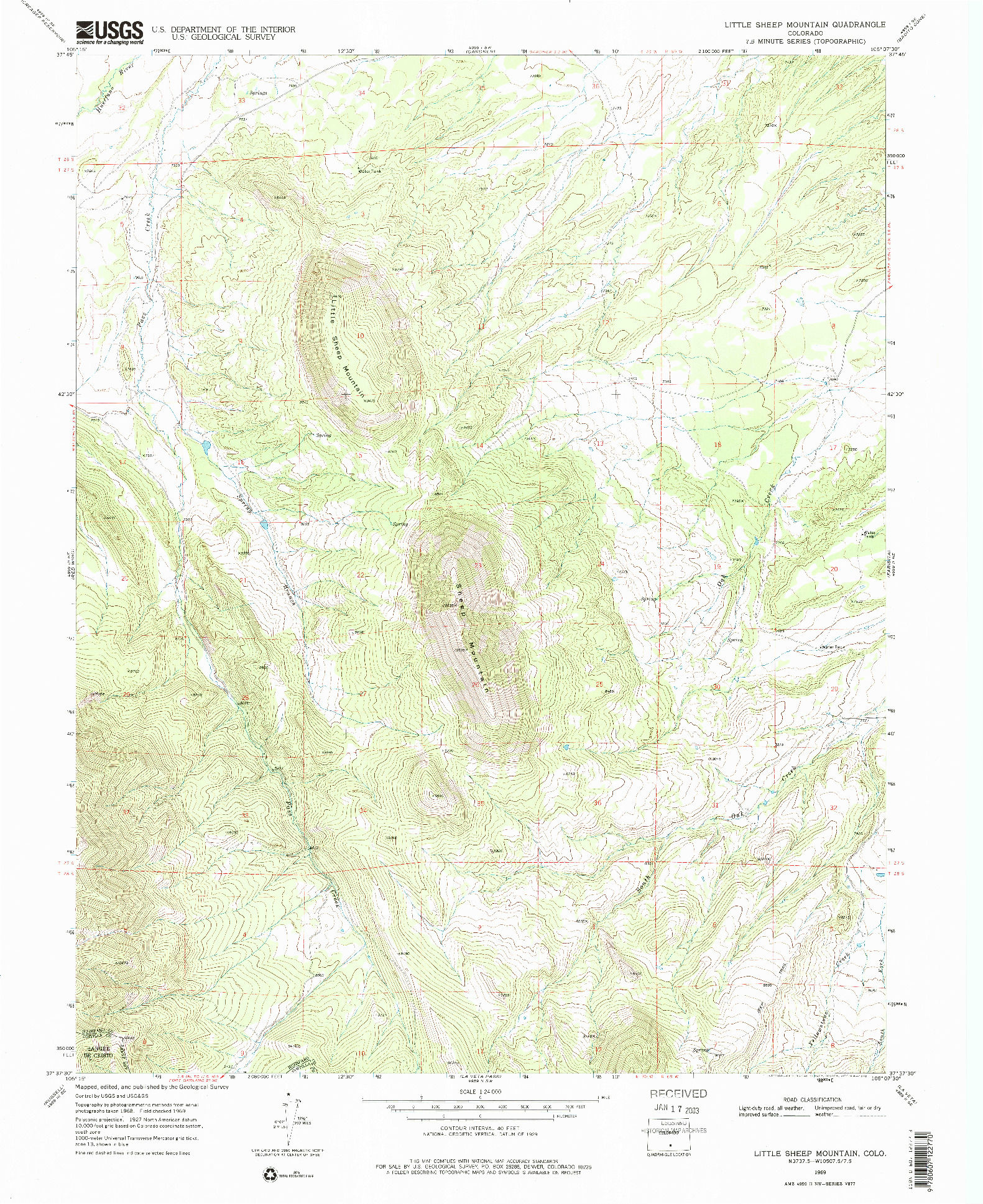 USGS 1:24000-SCALE QUADRANGLE FOR LITTLE SHEEP MOUNTAIN, CO 1969