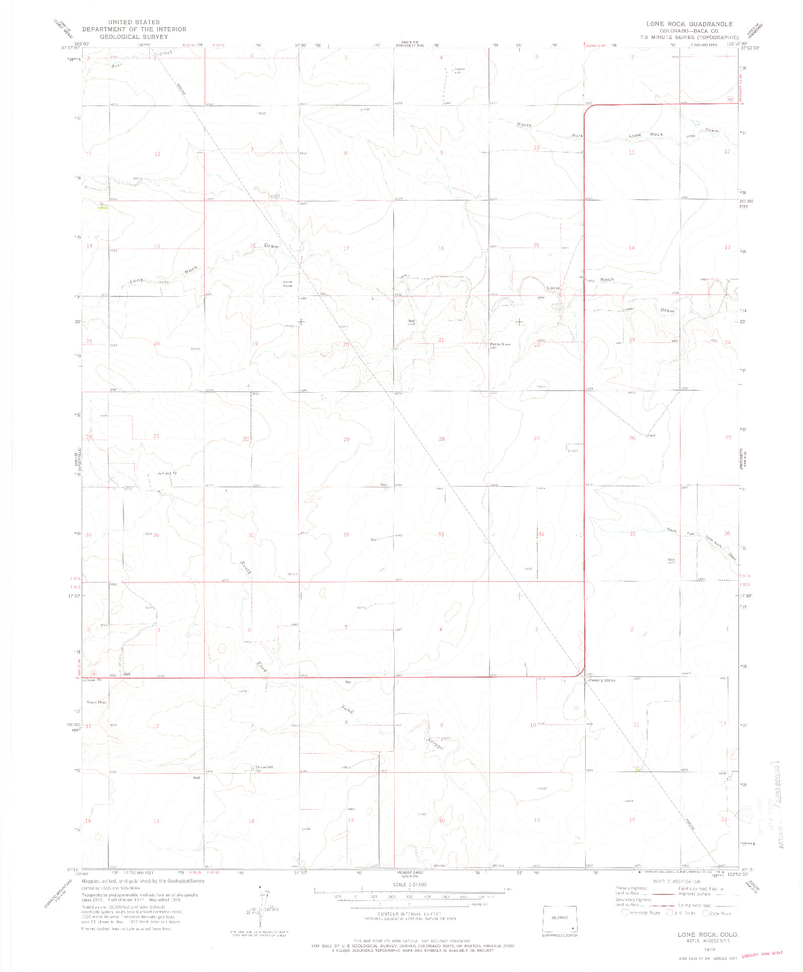 USGS 1:24000-SCALE QUADRANGLE FOR LONE ROCK, CO 1978