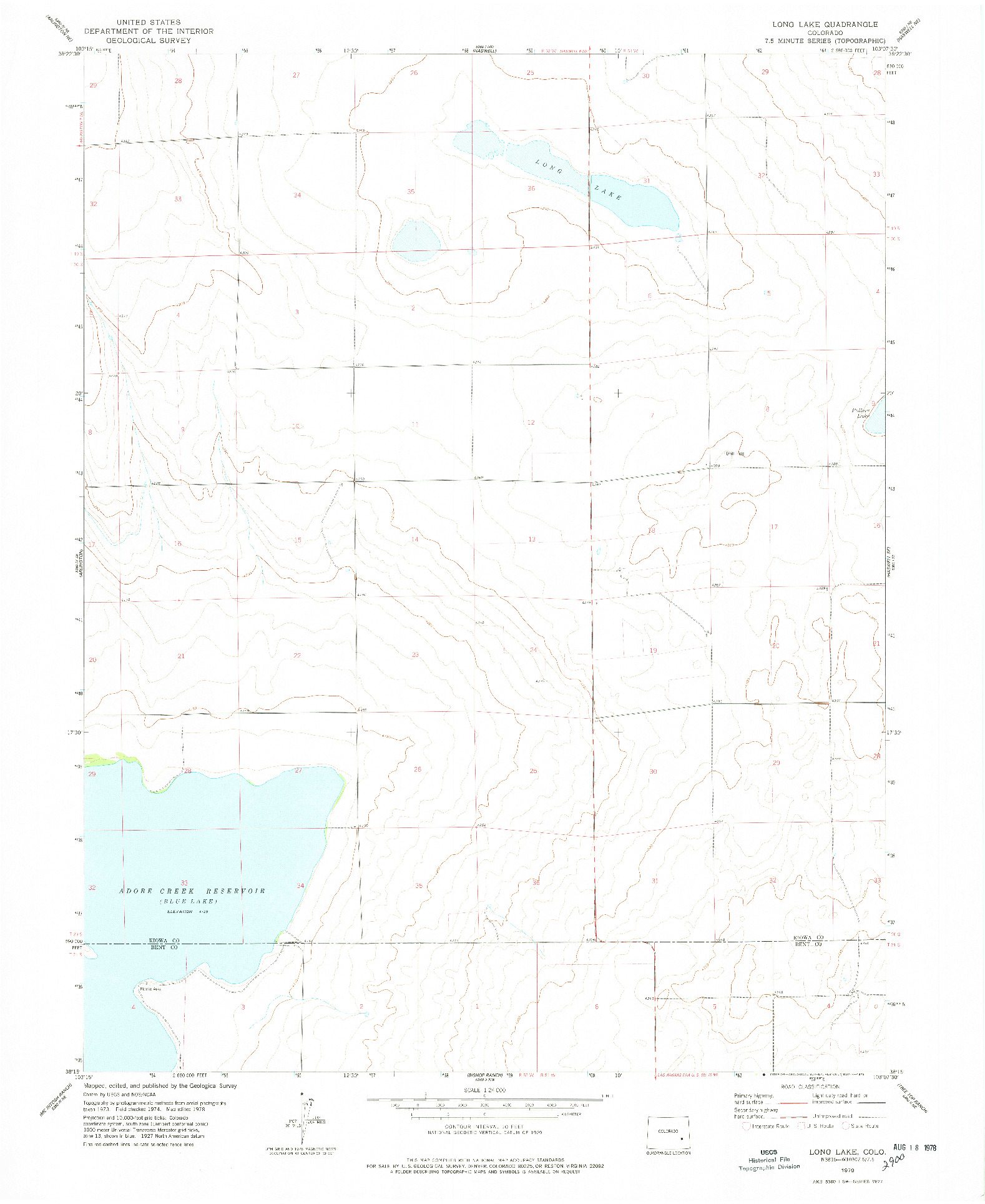 USGS 1:24000-SCALE QUADRANGLE FOR LONG LAKE, CO 1978