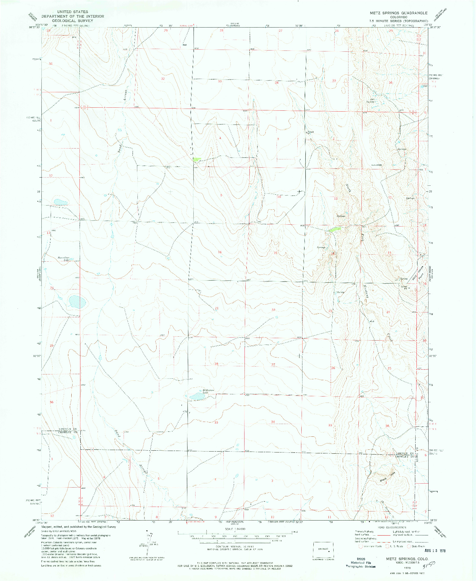 USGS 1:24000-SCALE QUADRANGLE FOR METZ SPRINGS, CO 1978