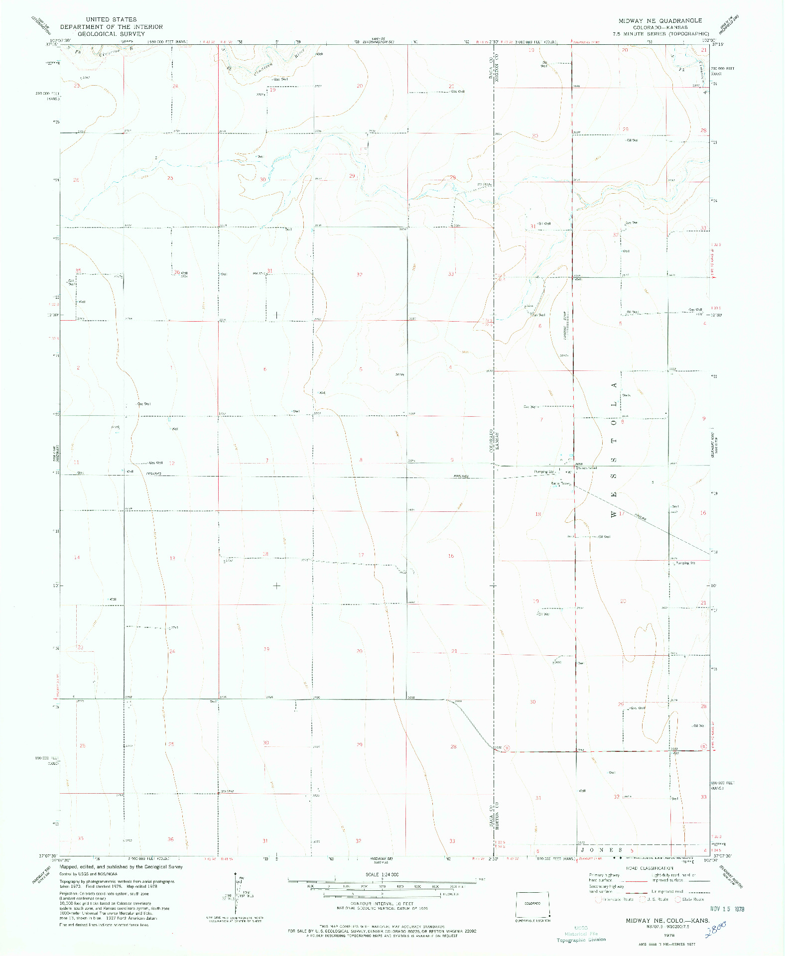 USGS 1:24000-SCALE QUADRANGLE FOR MIDWAY NE, CO 1978