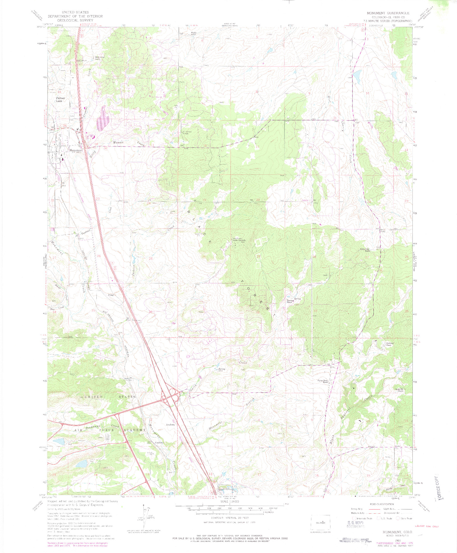 USGS 1:24000-SCALE QUADRANGLE FOR MONUMENT, CO 1975