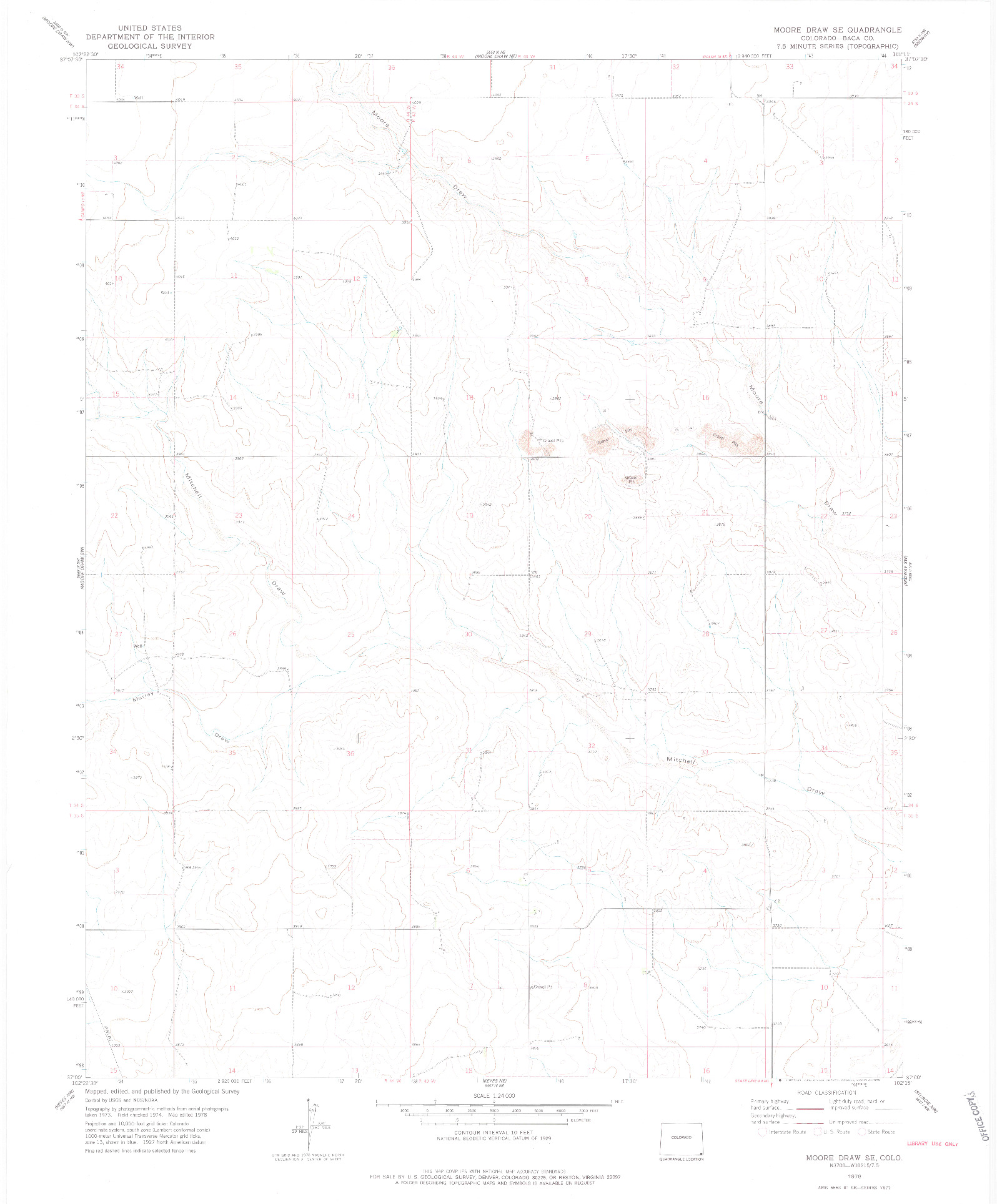 USGS 1:24000-SCALE QUADRANGLE FOR MOORE DRAW SE, CO 1978