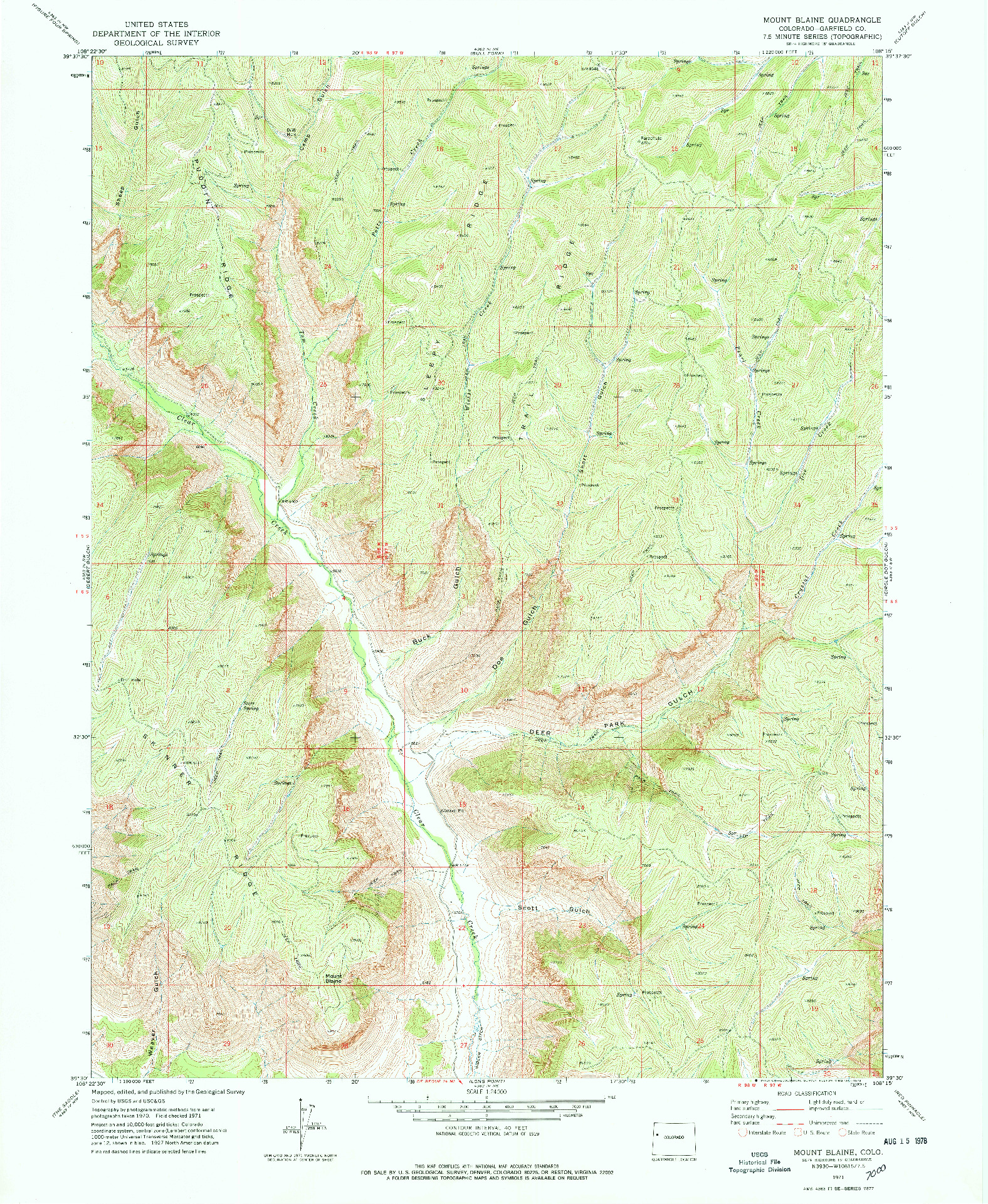 USGS 1:24000-SCALE QUADRANGLE FOR MOUNT BLAINE, CO 1971