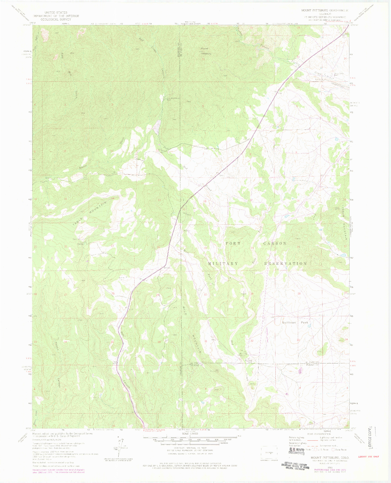 USGS 1:24000-SCALE QUADRANGLE FOR MOUNT PITTSBURG, CO 1961