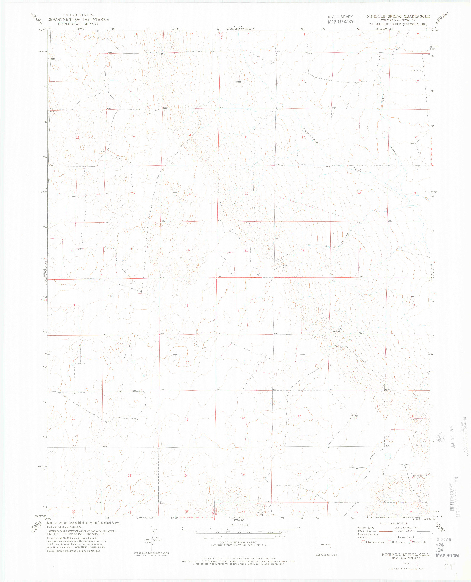 USGS 1:24000-SCALE QUADRANGLE FOR NINEMILE SPRING, CO 1978