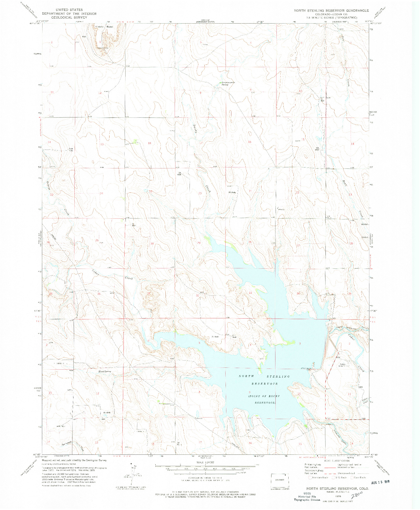 USGS 1:24000-SCALE QUADRANGLE FOR NORTH STERLING RESERVOIR, CO 1978
