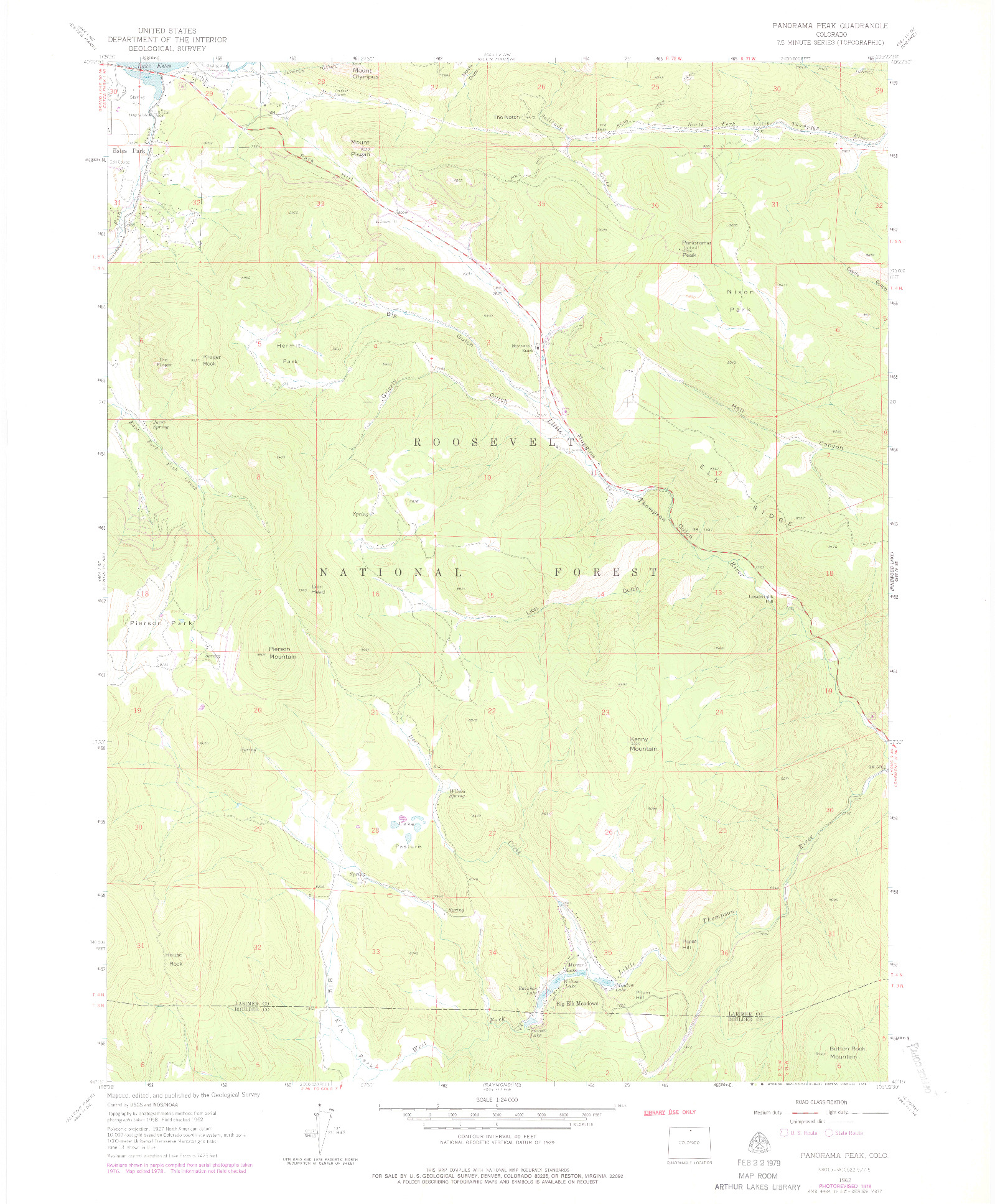 USGS 1:24000-SCALE QUADRANGLE FOR PANORAMA PEAK, CO 1962