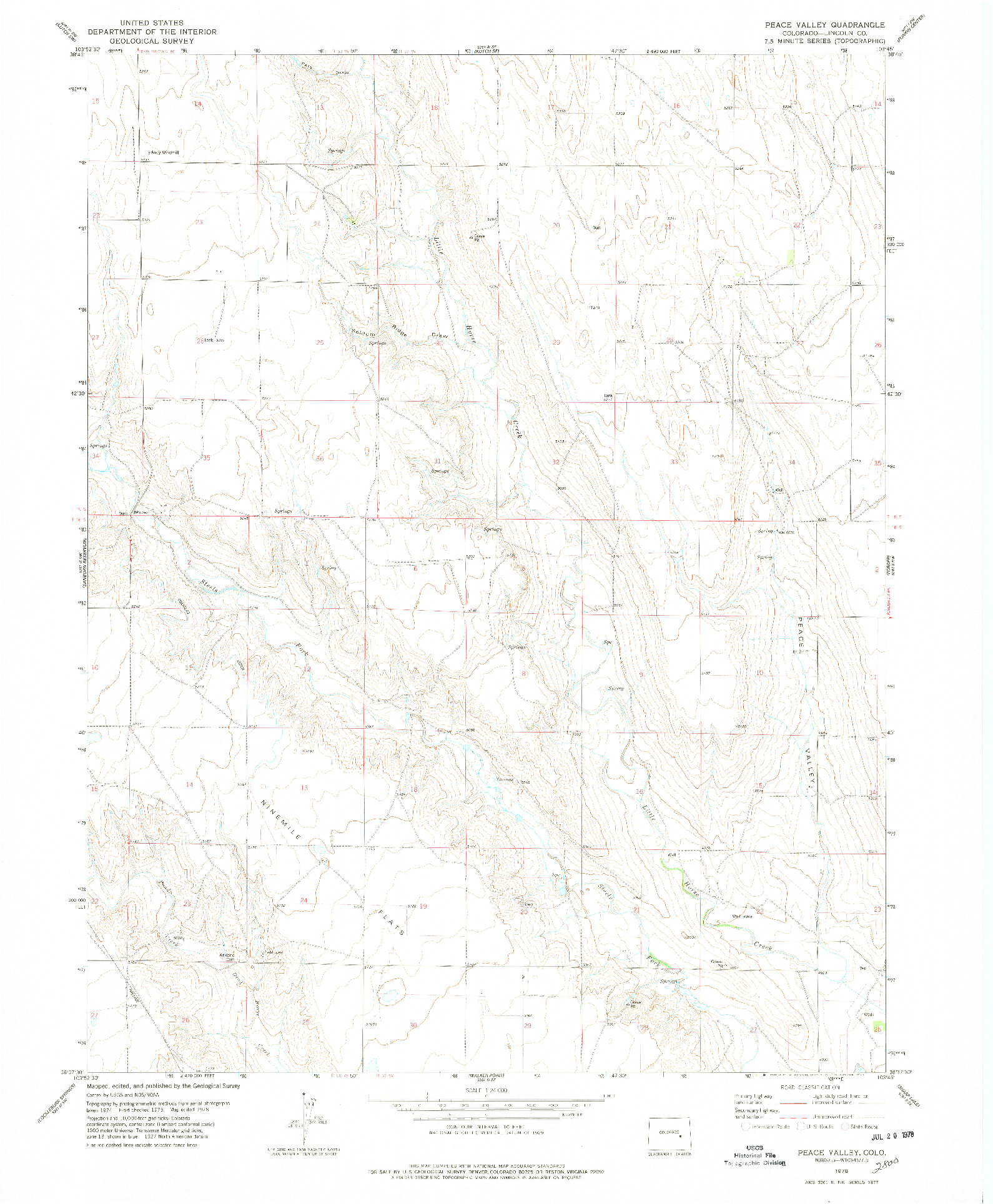 USGS 1:24000-SCALE QUADRANGLE FOR PEACE VALLEY, CO 1978