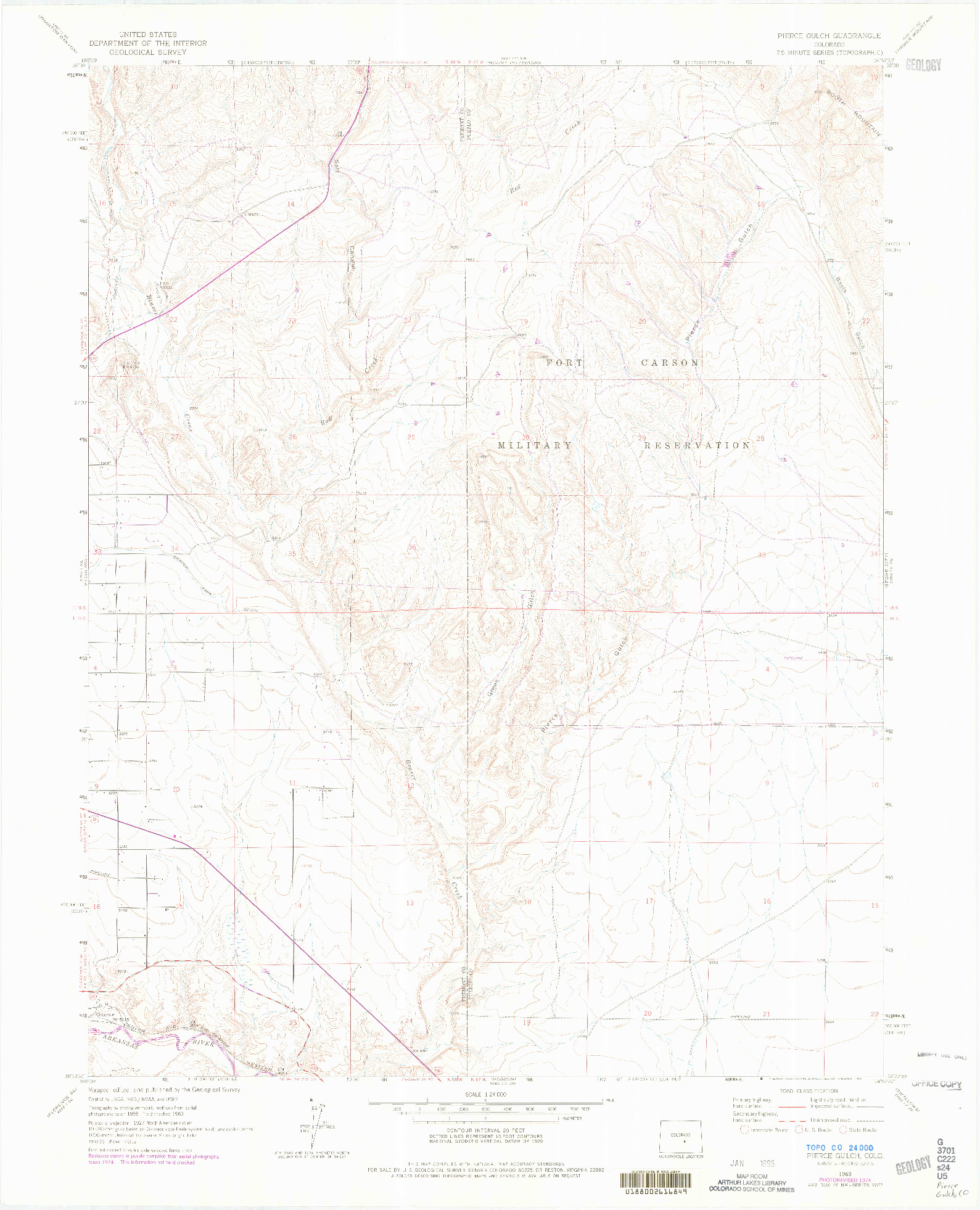 USGS 1:24000-SCALE QUADRANGLE FOR PIERCE GULCH, CO 1963