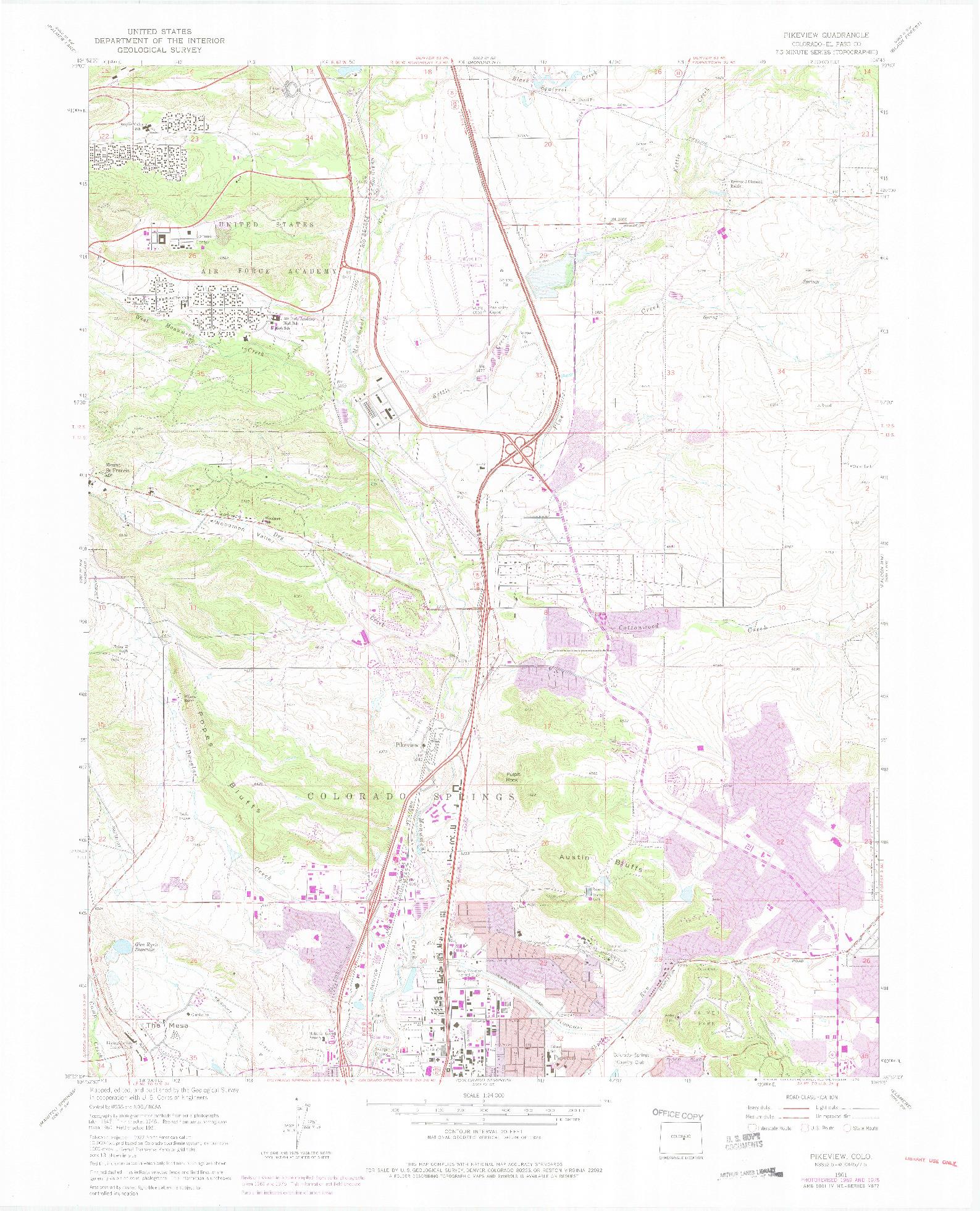 USGS 1:24000-SCALE QUADRANGLE FOR PIKEVIEW, CO 1961