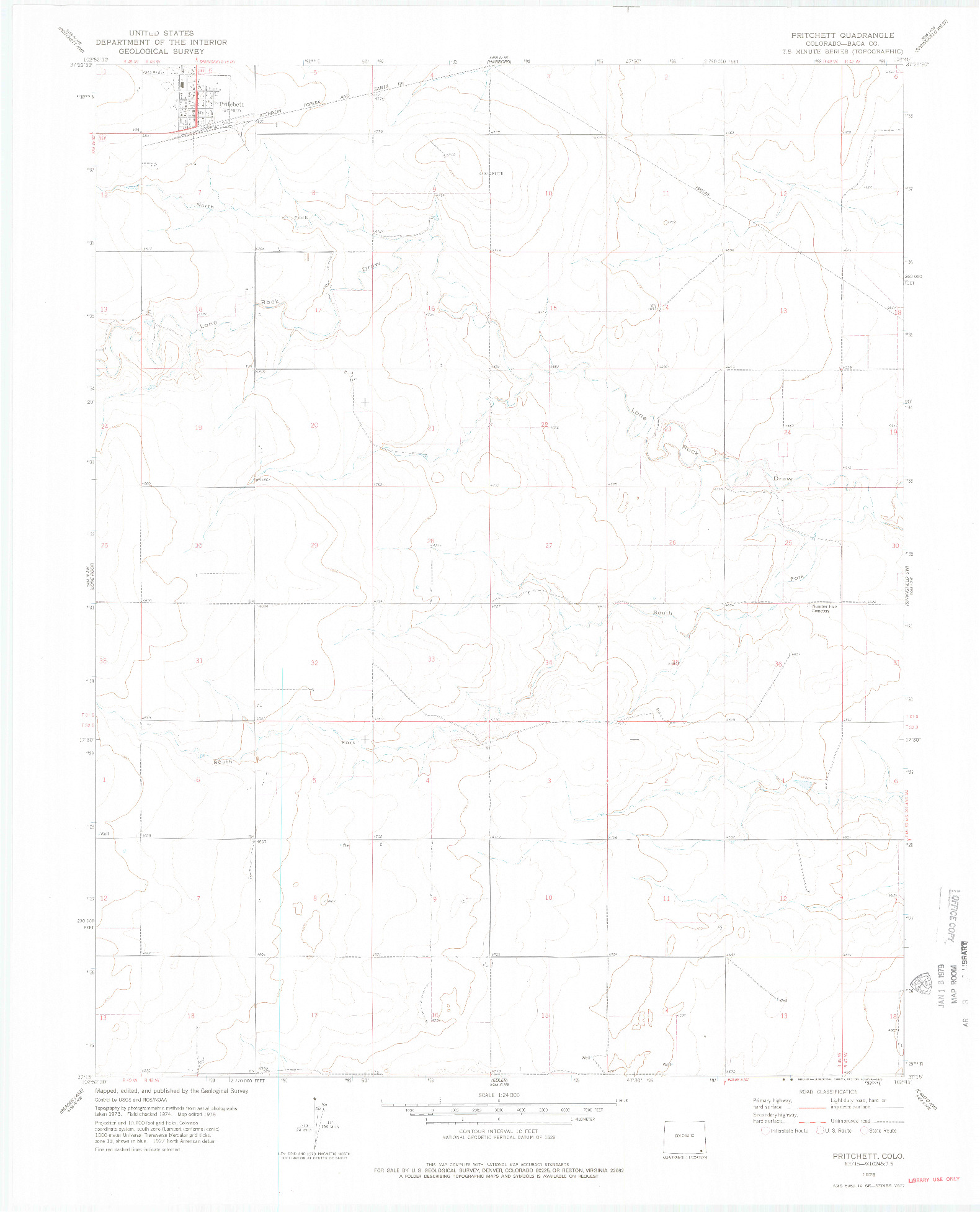 USGS 1:24000-SCALE QUADRANGLE FOR PRITCHETT, CO 1978