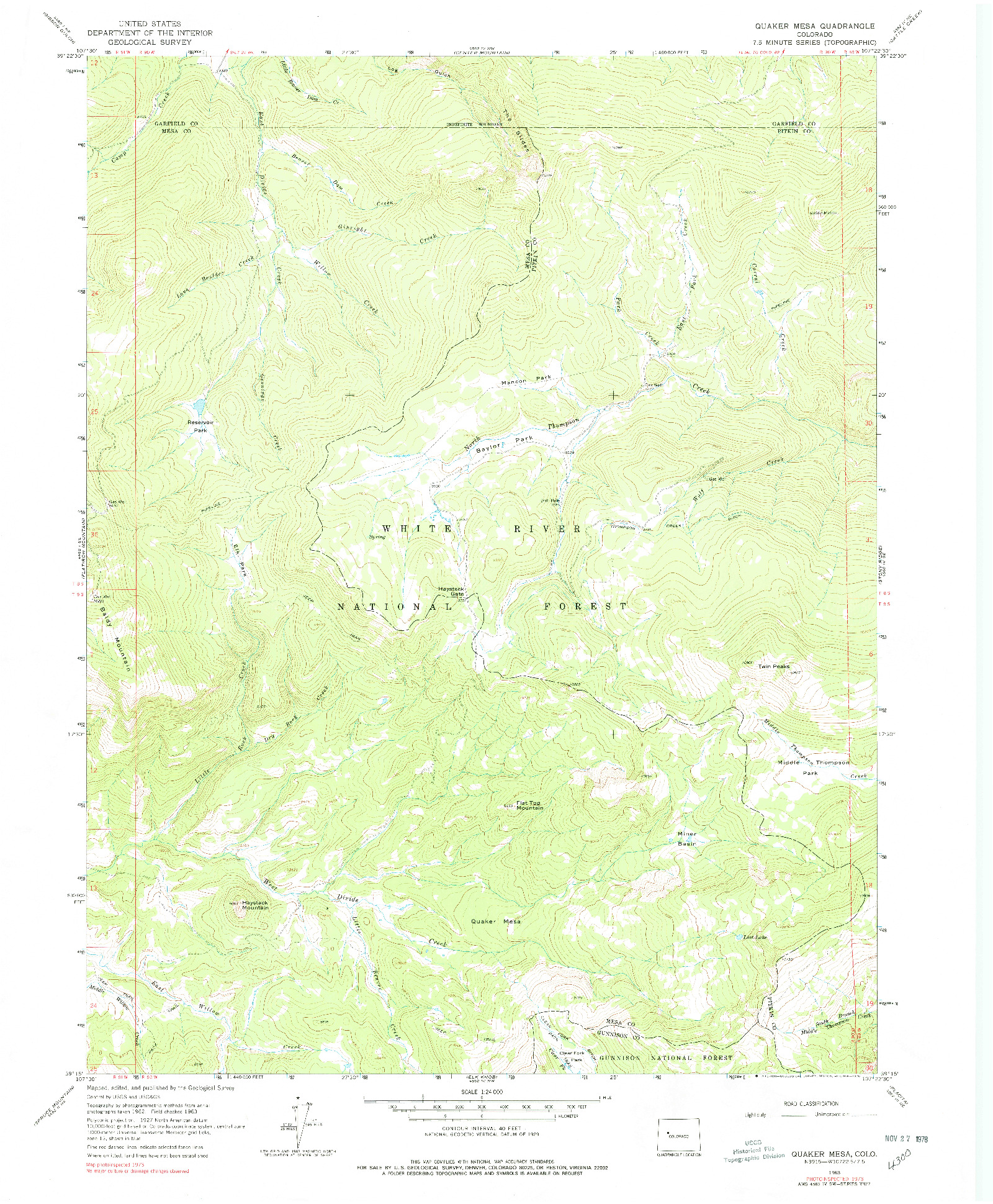 USGS 1:24000-SCALE QUADRANGLE FOR QUAKER MESA, CO 1963