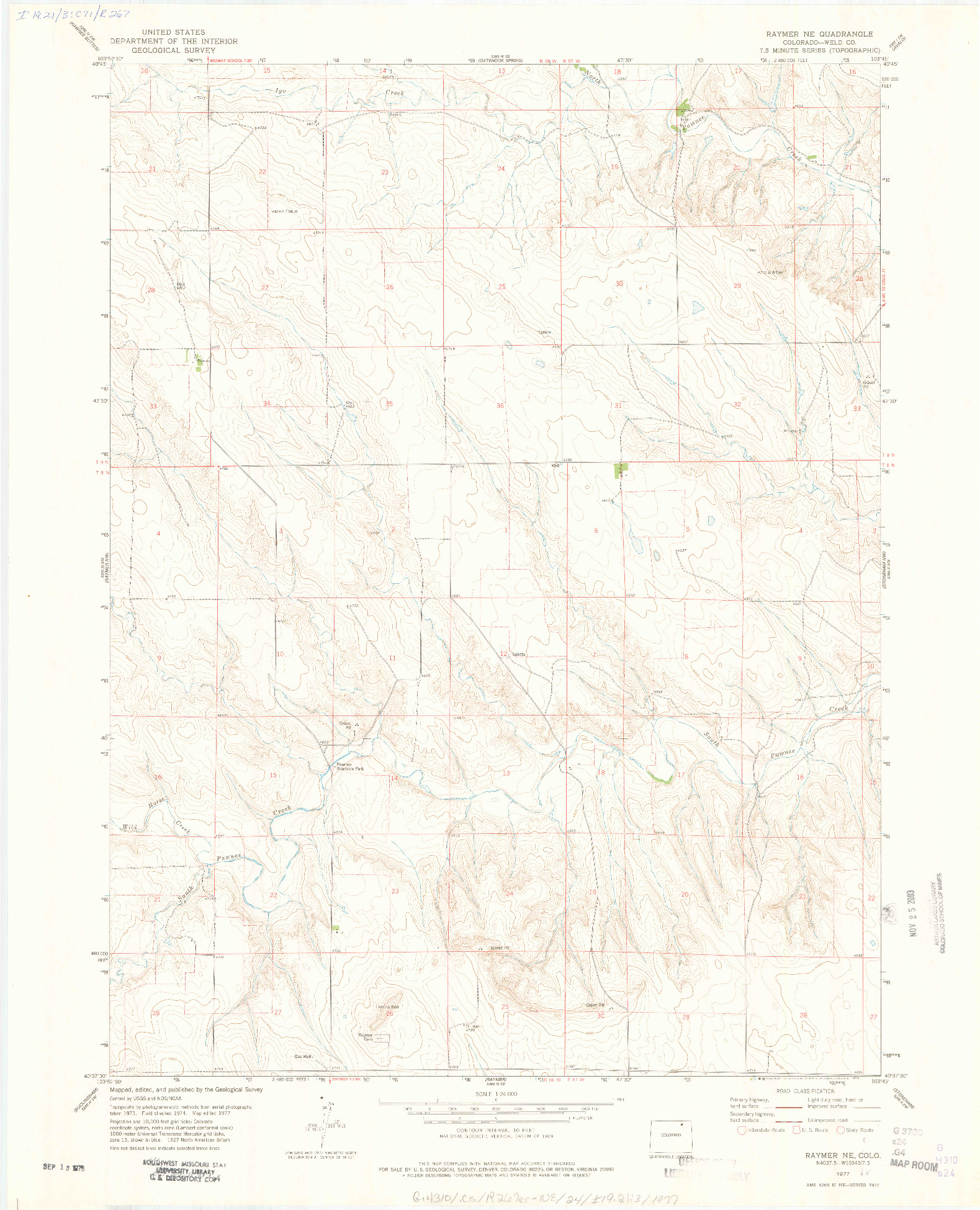 USGS 1:24000-SCALE QUADRANGLE FOR RAYMER NE, CO 1977