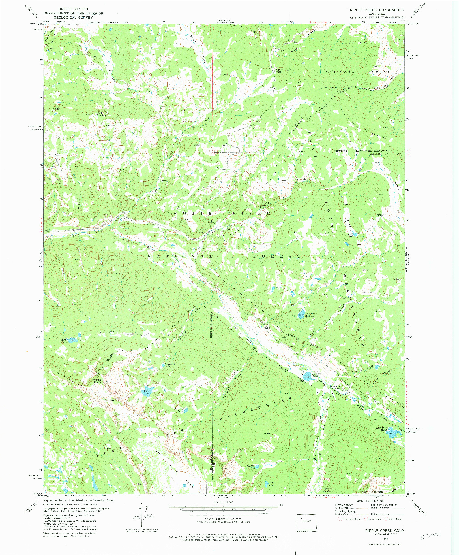 USGS 1:24000-SCALE QUADRANGLE FOR RIPPLE CREEK, CO 1977