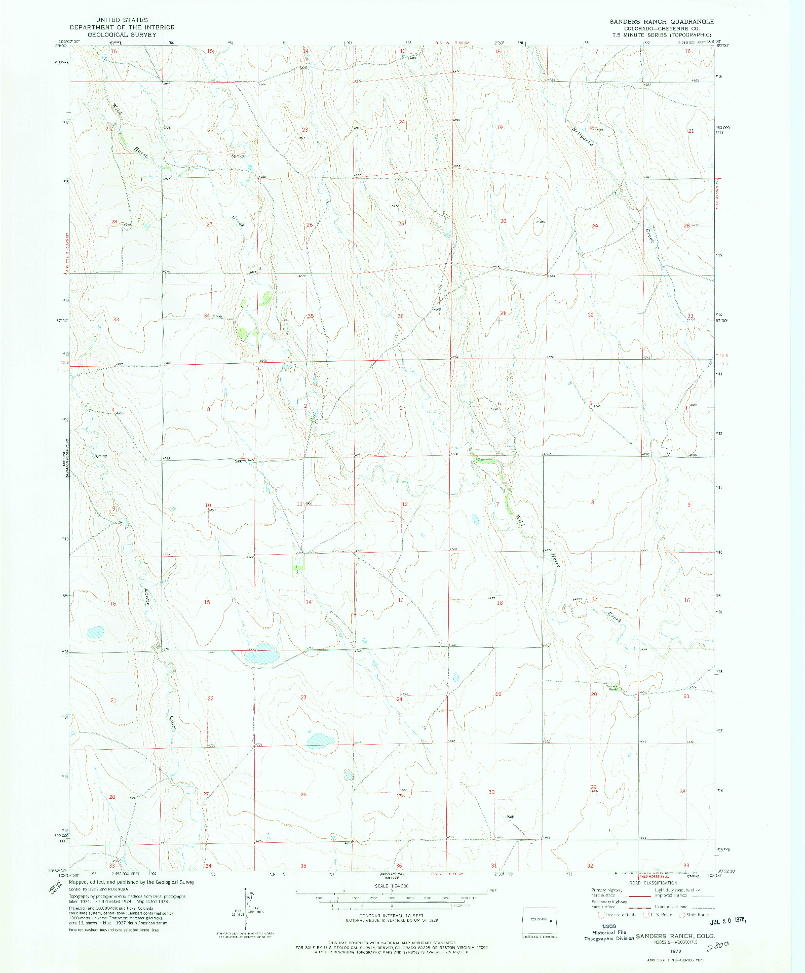 USGS 1:24000-SCALE QUADRANGLE FOR SANDERS RANCH, CO 1978