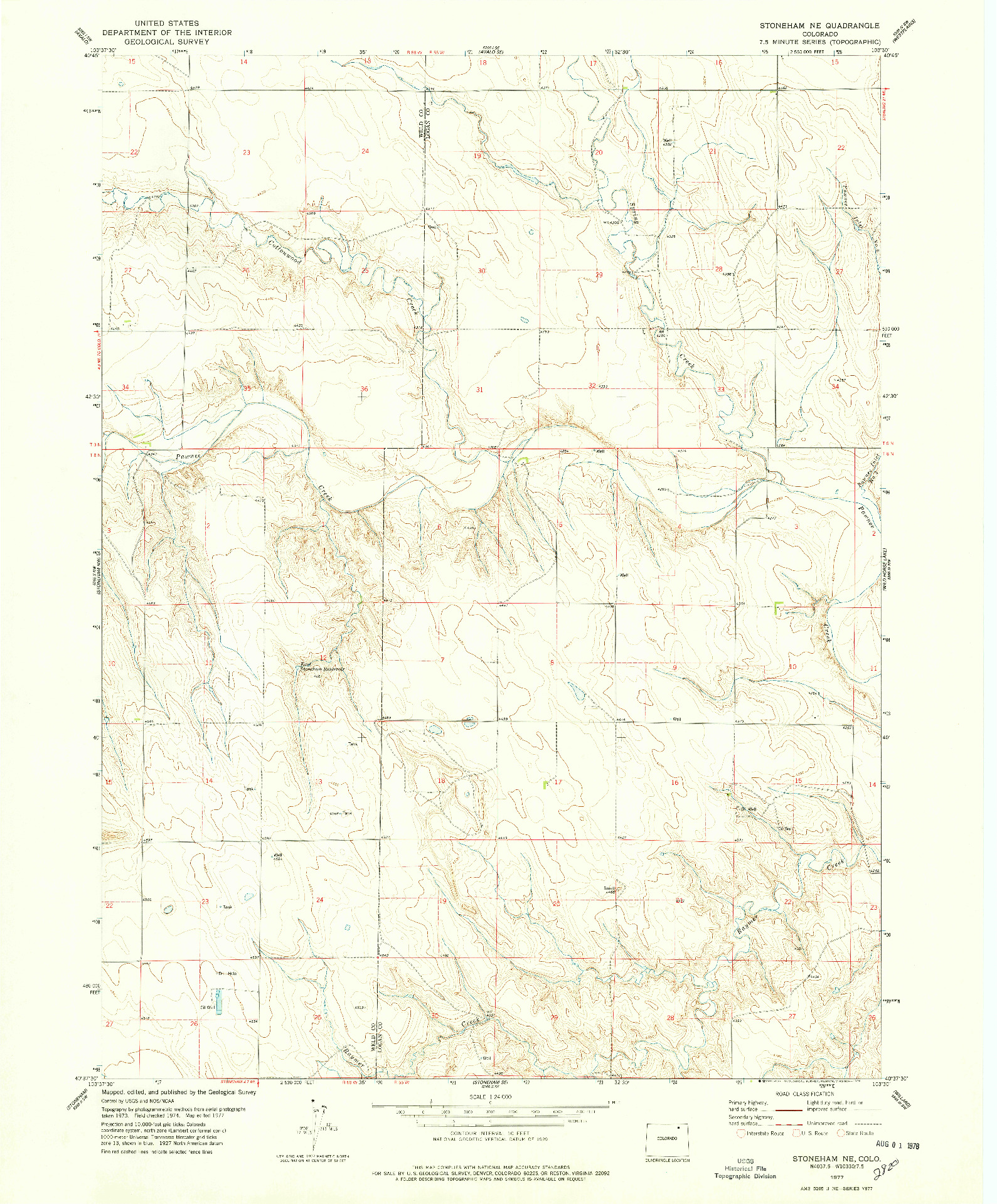 USGS 1:24000-SCALE QUADRANGLE FOR STONEHAM NE, CO 1977