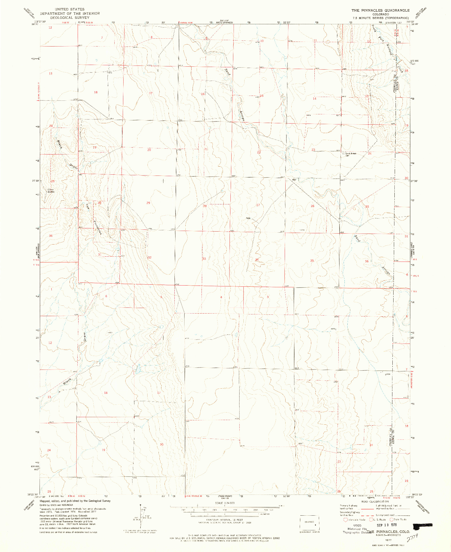 USGS 1:24000-SCALE QUADRANGLE FOR THE PINNACLES, CO 1977