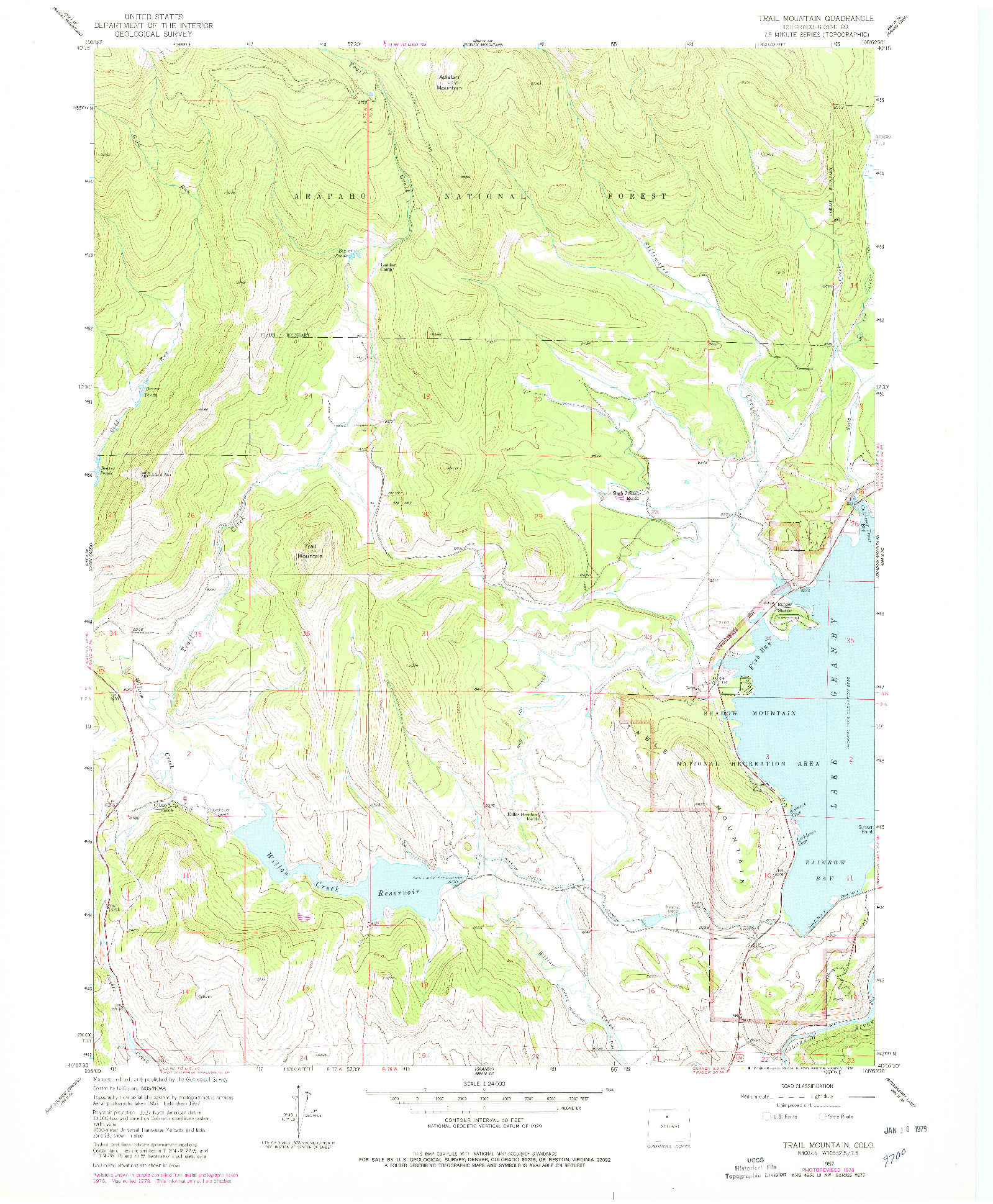 USGS 1:24000-SCALE QUADRANGLE FOR TRAIL MOUNTAIN, CO 1957