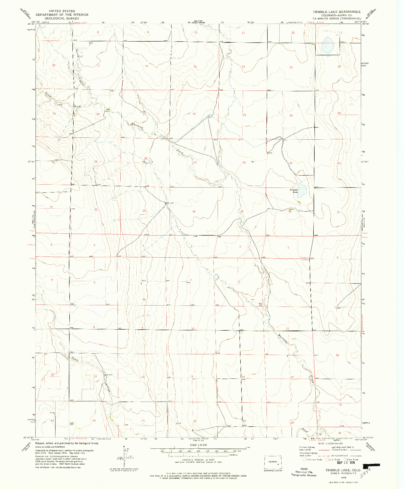 USGS 1:24000-SCALE QUADRANGLE FOR TRIMBLE LAKE, CO 1978