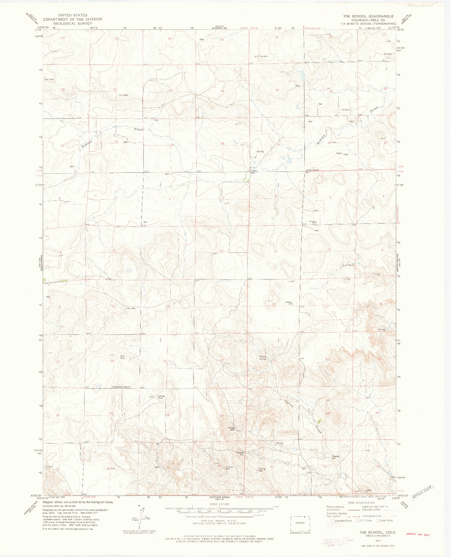 USGS 1:24000-SCALE QUADRANGLE FOR VIM SCHOOL, CO 1977