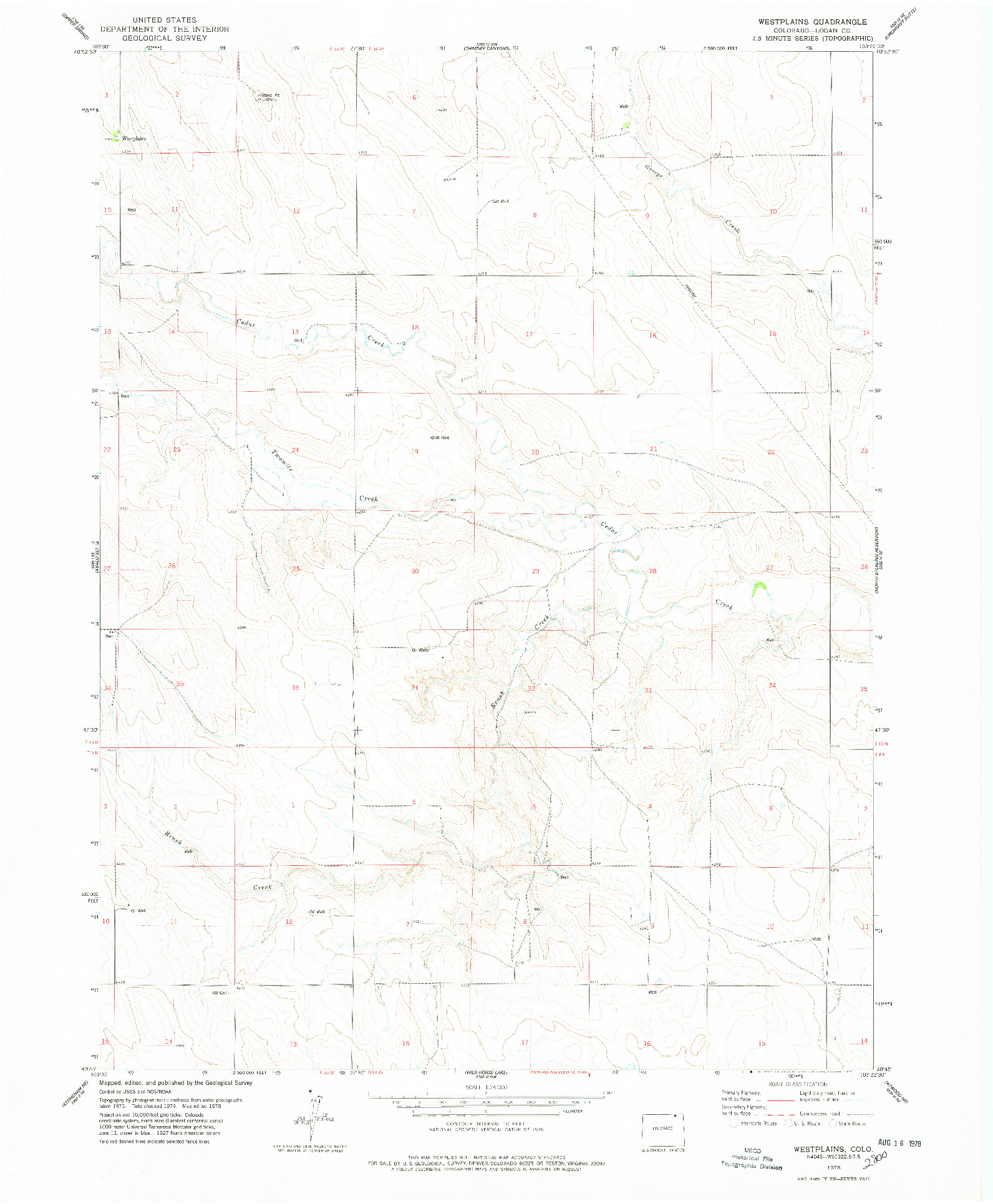 USGS 1:24000-SCALE QUADRANGLE FOR WESTPLAINS, CO 1978