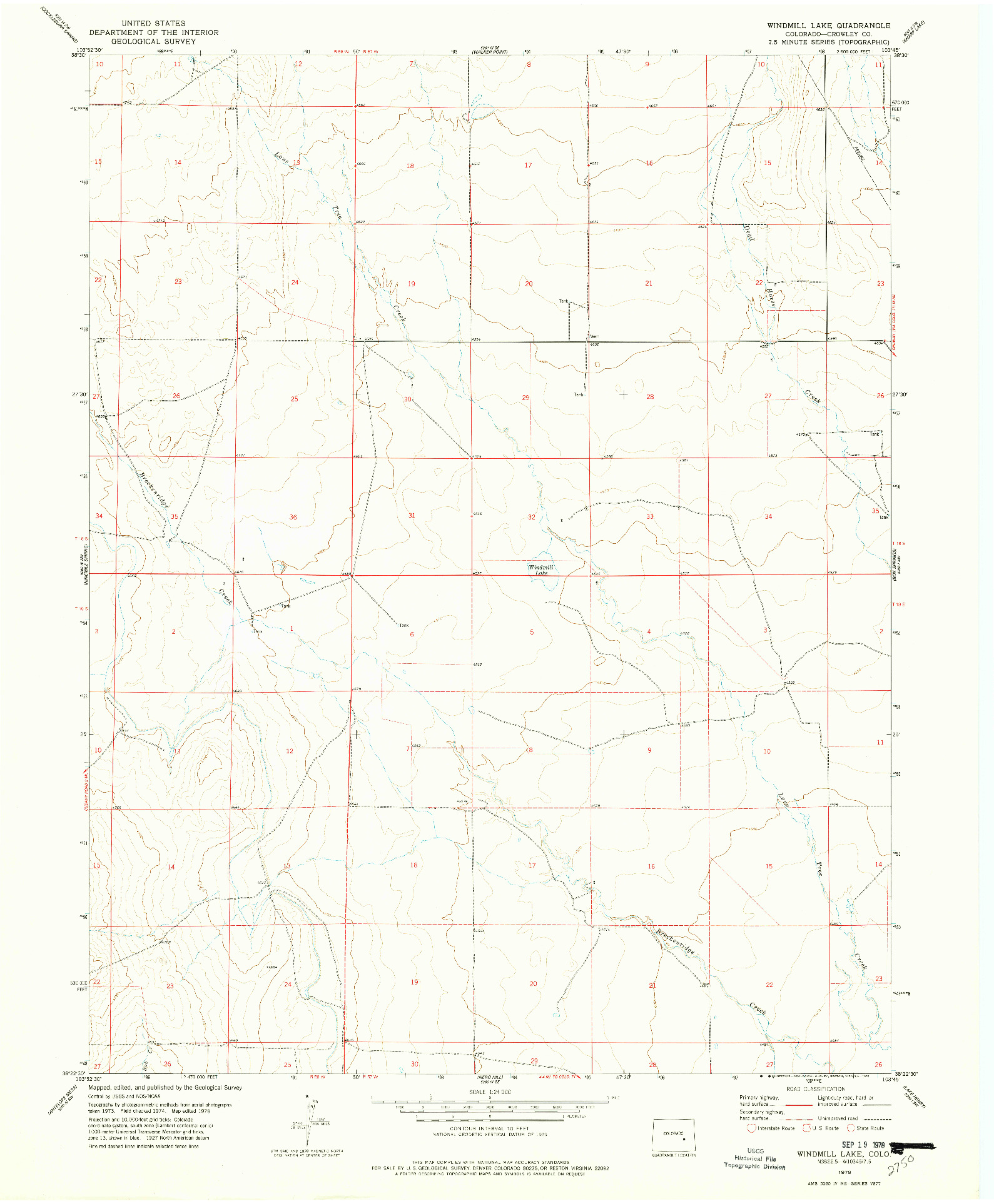 USGS 1:24000-SCALE QUADRANGLE FOR WINDMILL LAKE, CO 1978