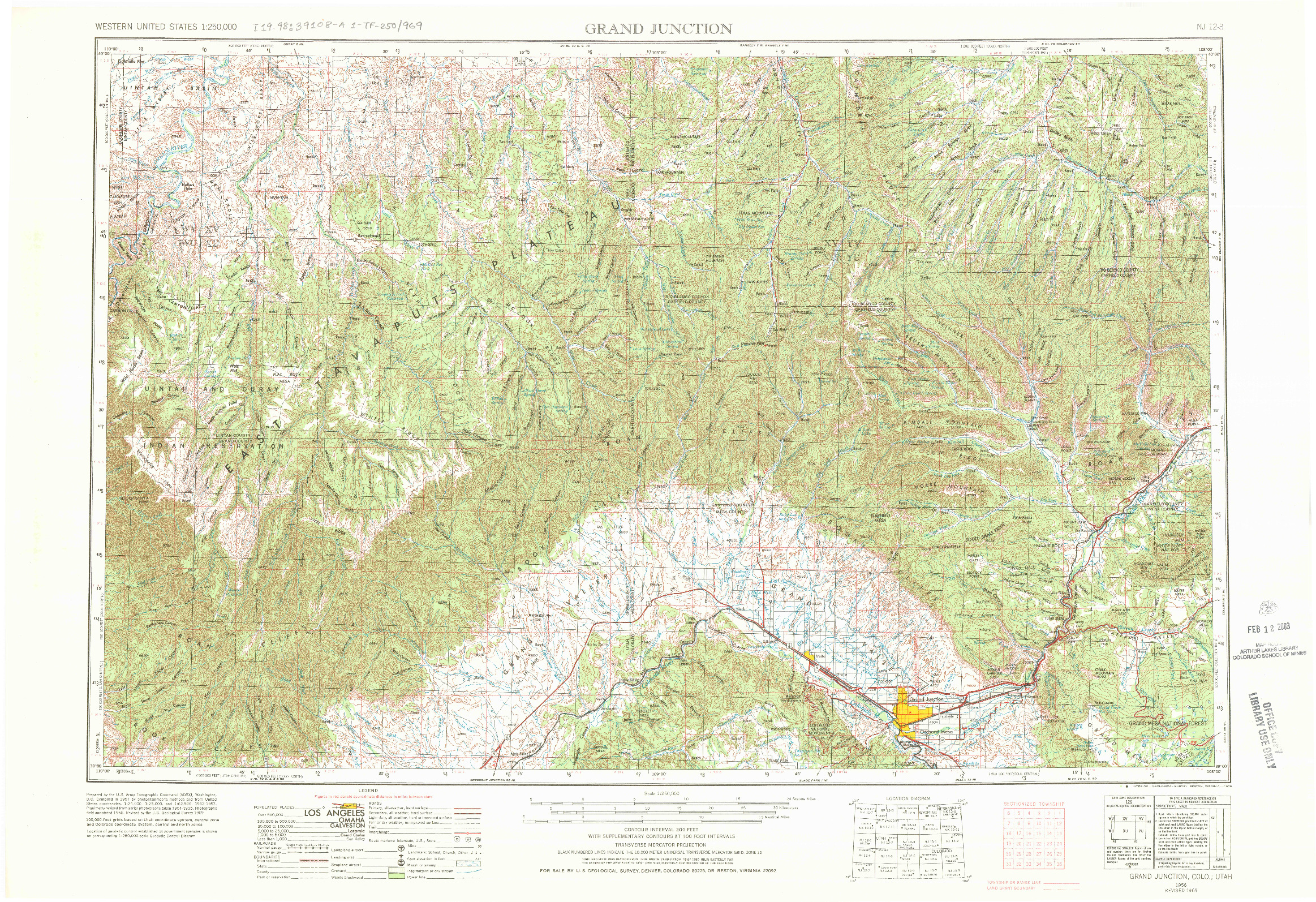 USGS 1:250000-SCALE QUADRANGLE FOR GRAND JUNCTION, CO 1956