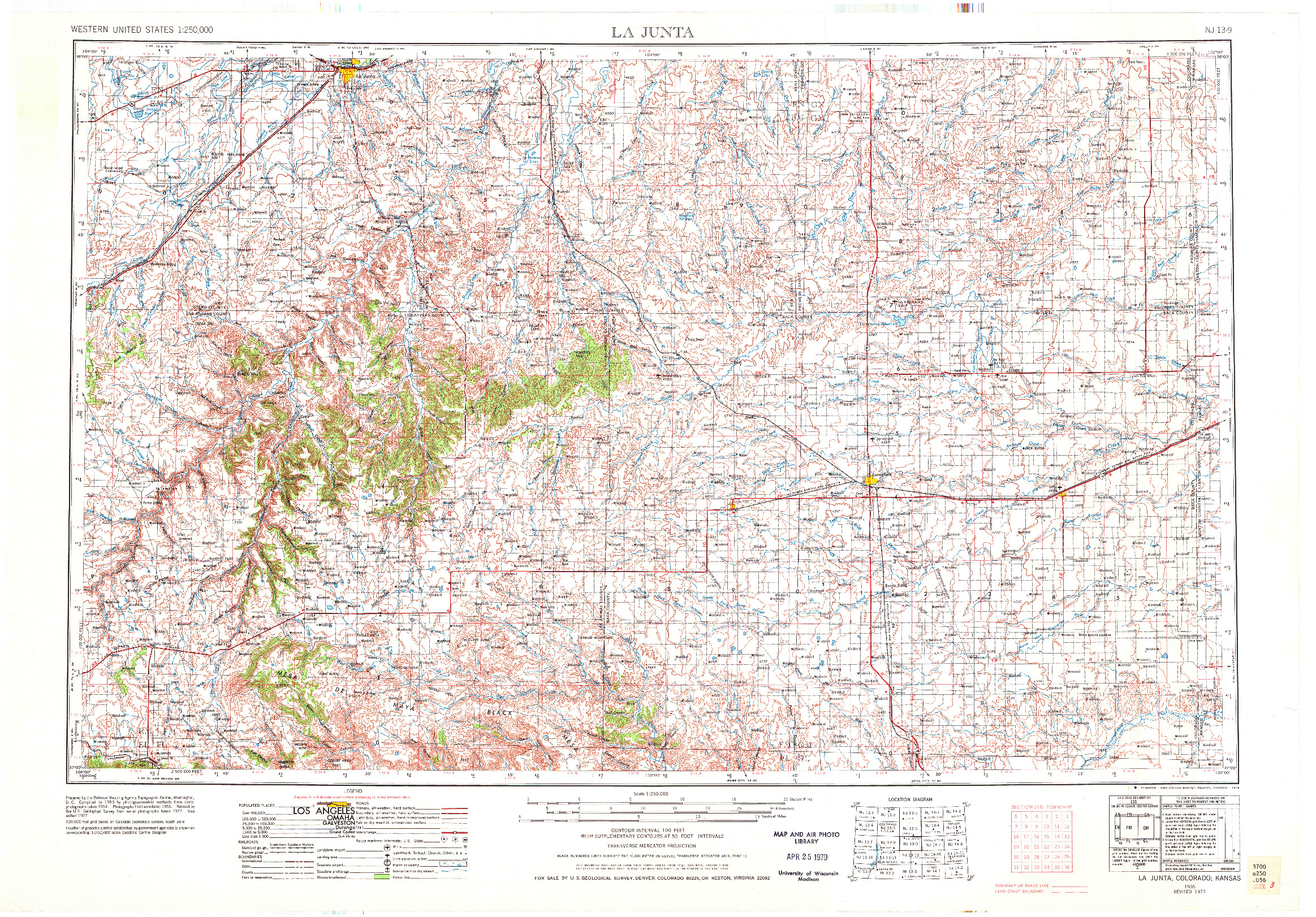 USGS 1:250000-SCALE QUADRANGLE FOR LA JUNTA, CO 1955