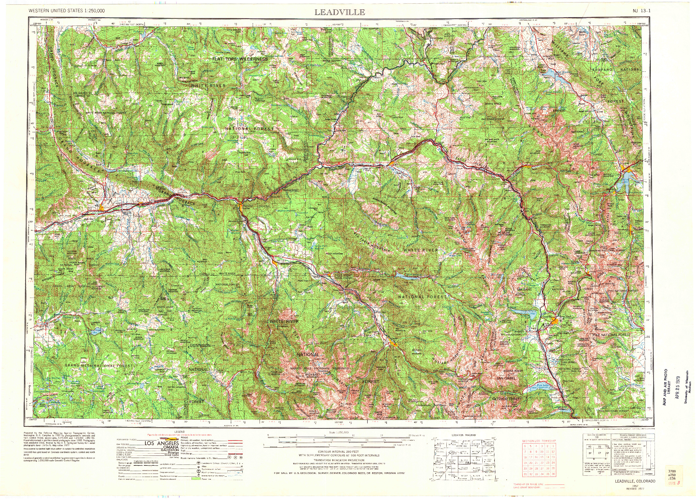 USGS 1:250000-SCALE QUADRANGLE FOR LEADVILLE, CO 1957