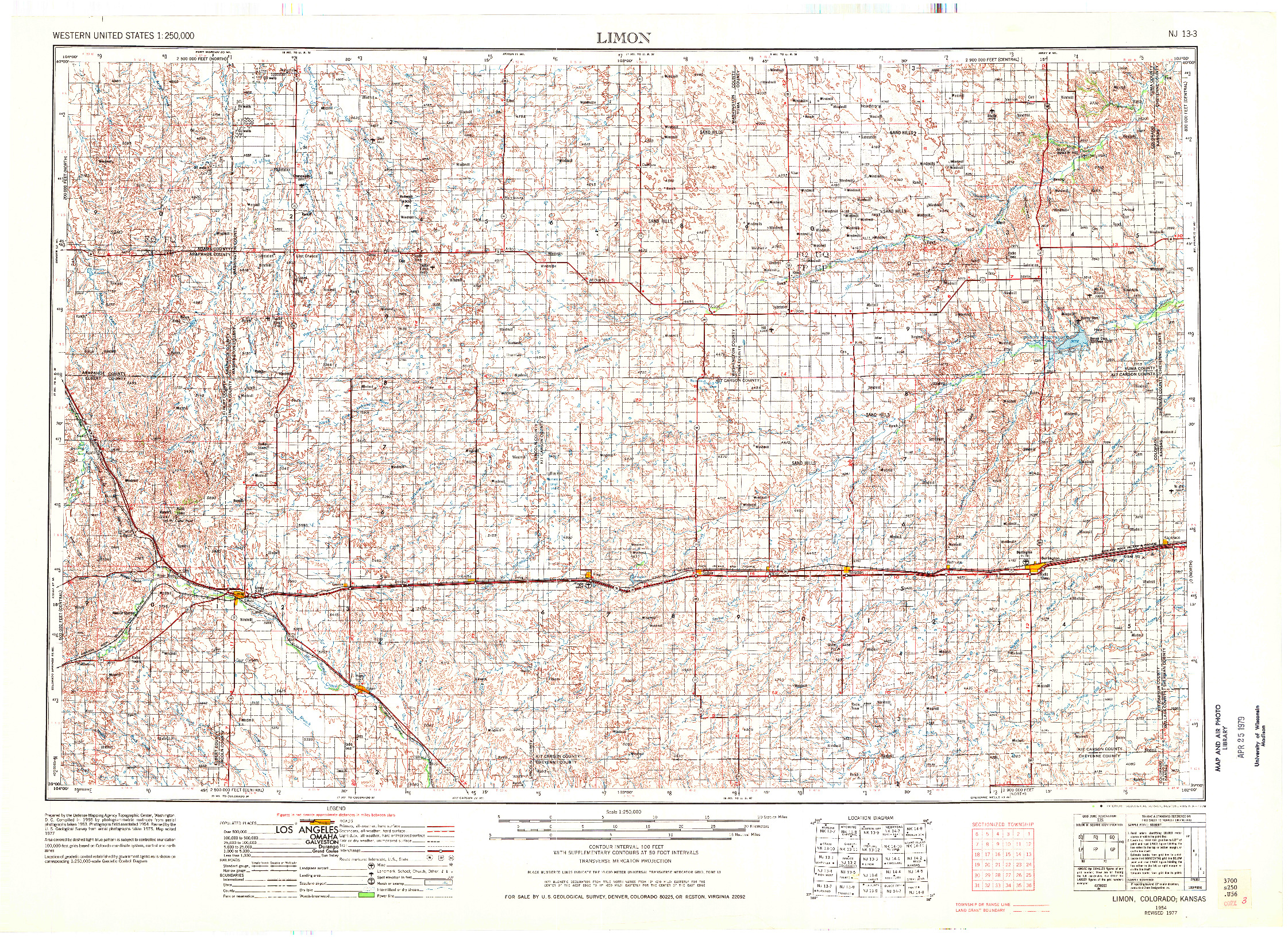 USGS 1:250000-SCALE QUADRANGLE FOR LIMON, CO 1954