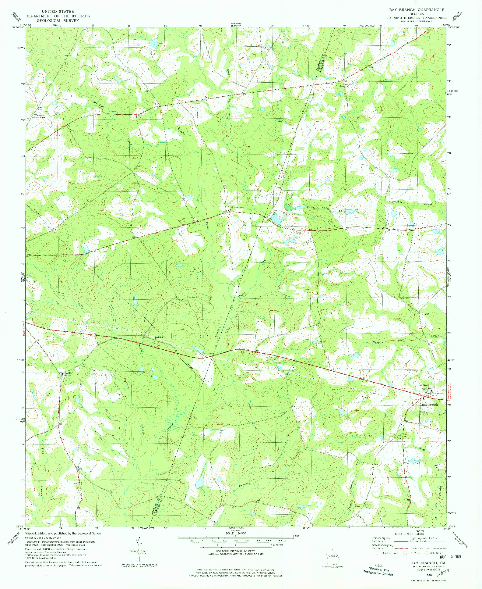 USGS 1:24000-SCALE QUADRANGLE FOR BAY BRANCH, GA 1978