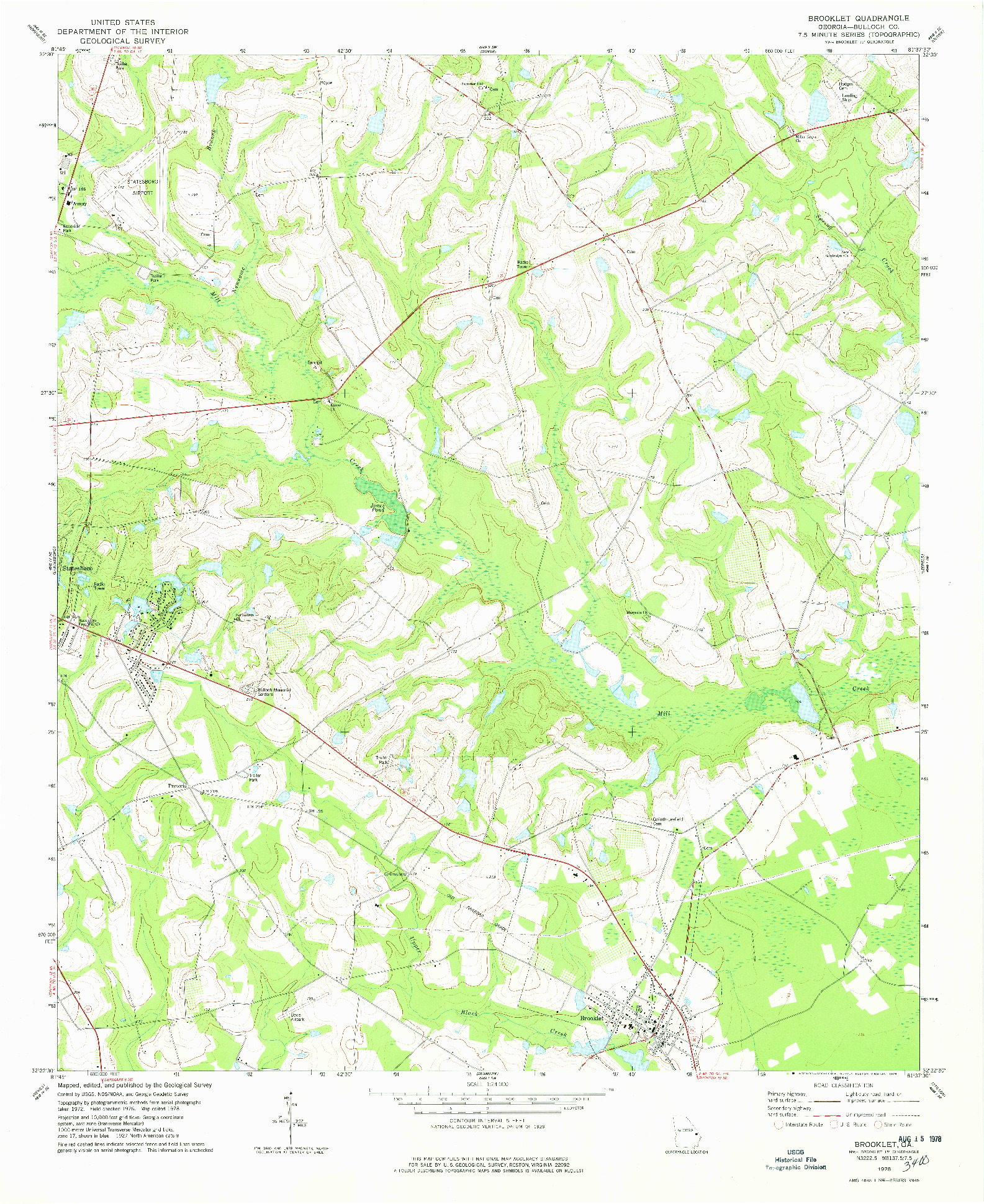 USGS 1:24000-SCALE QUADRANGLE FOR BROOKLET, GA 1978