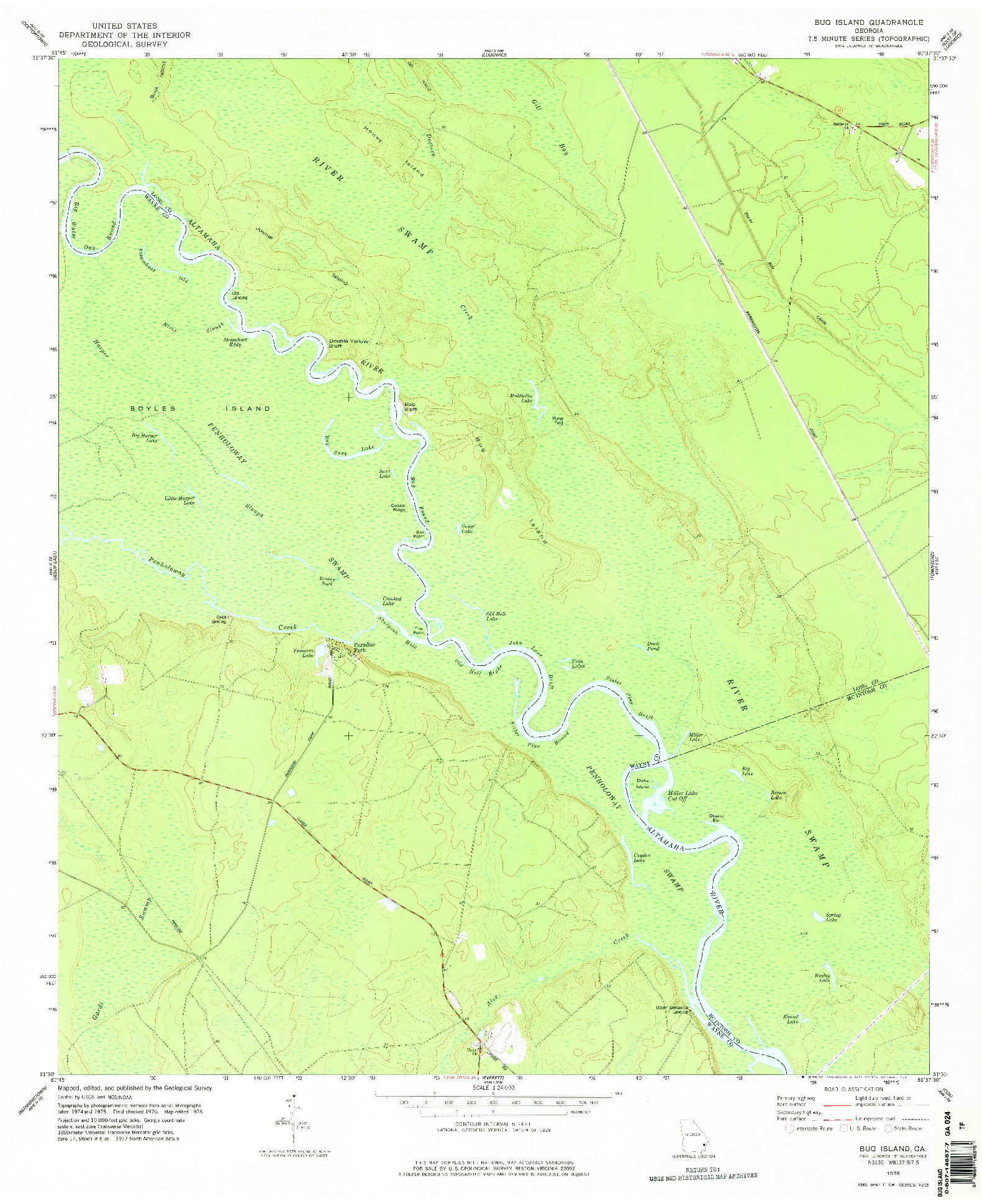 USGS 1:24000-SCALE QUADRANGLE FOR BUG ISLAND, GA 1978