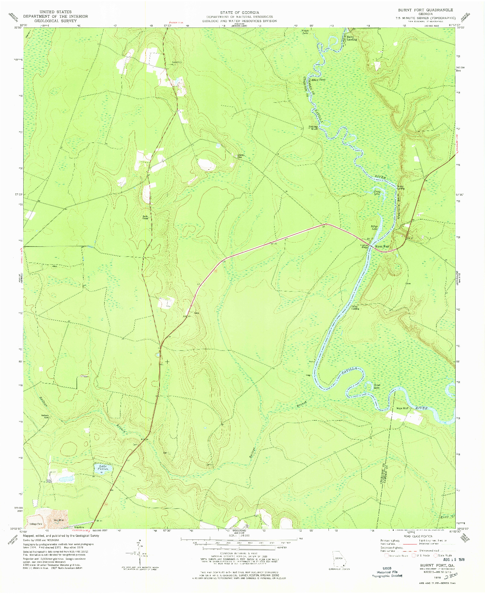 USGS 1:24000-SCALE QUADRANGLE FOR BURNT FORT, GA 1978