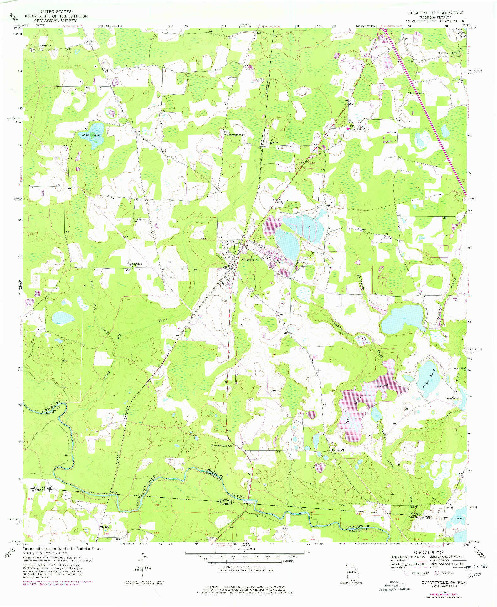 USGS 1:24000-SCALE QUADRANGLE FOR CLYATTVILLE, GA 1956