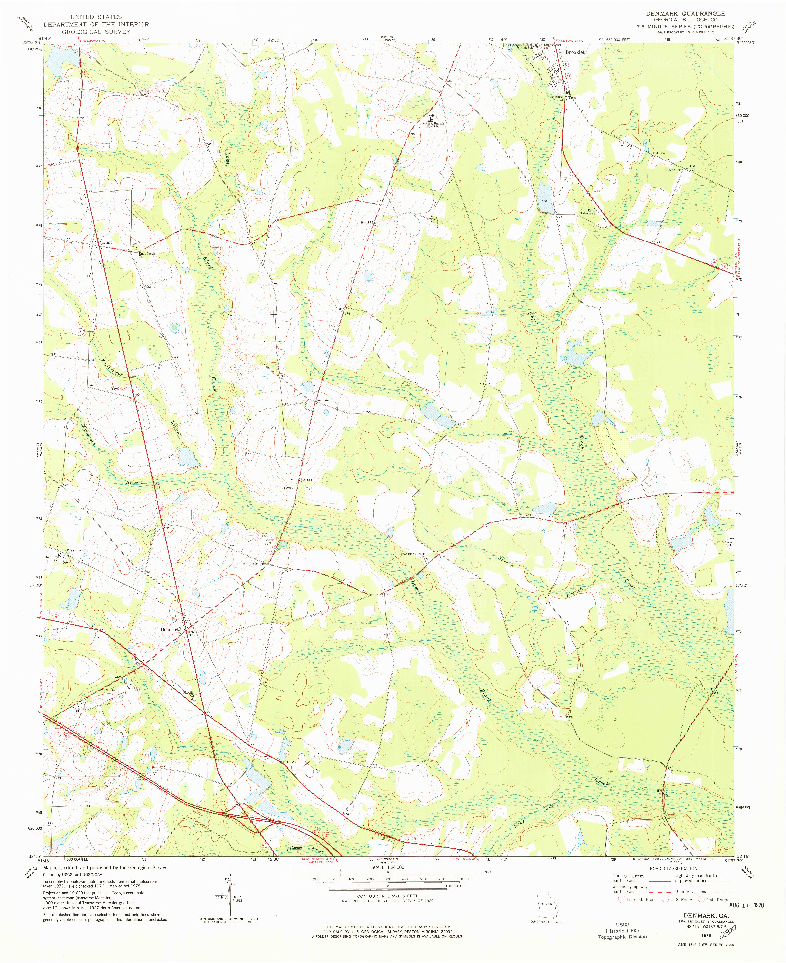 USGS 1:24000-SCALE QUADRANGLE FOR DENMARK, GA 1978