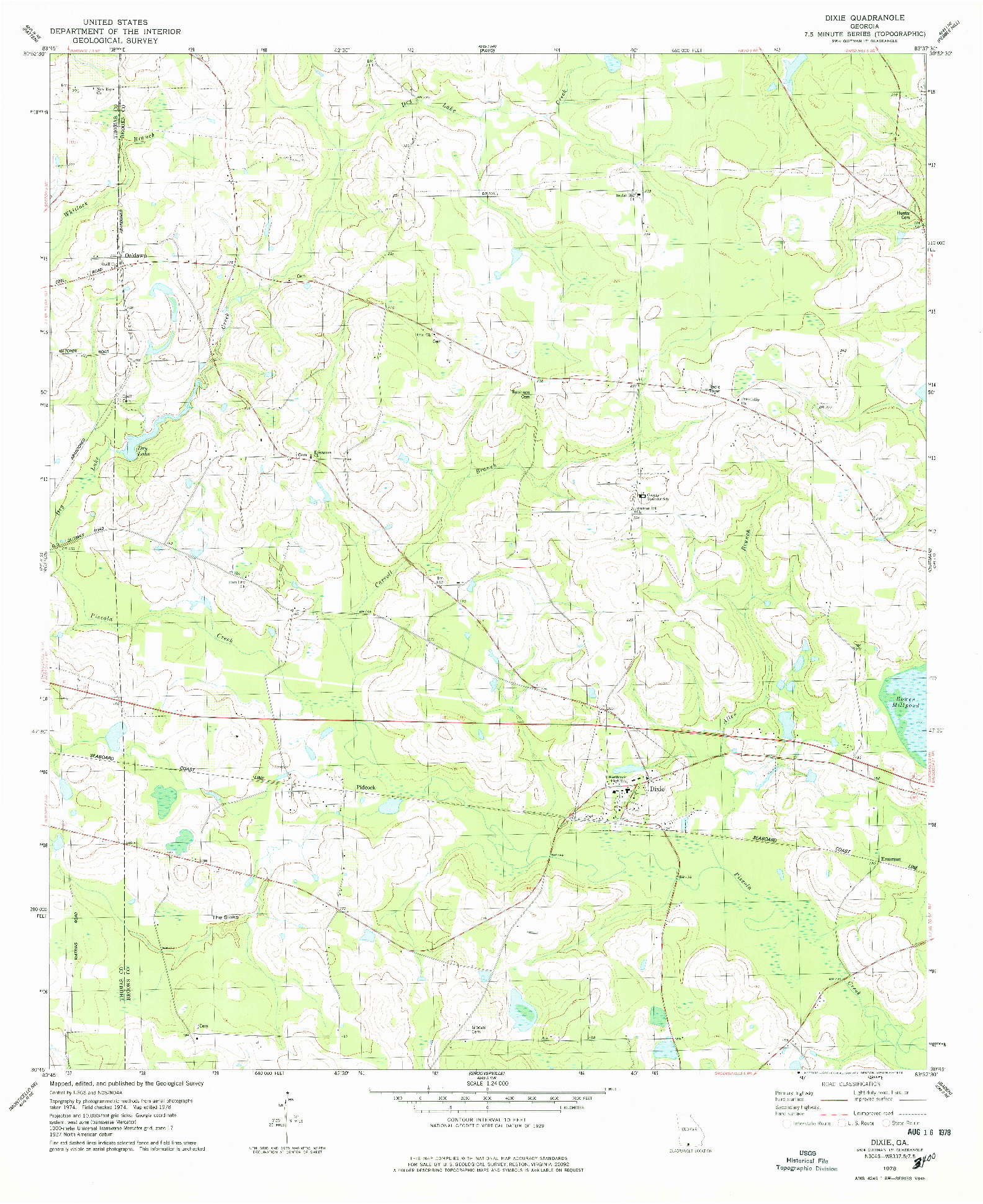 USGS 1:24000-SCALE QUADRANGLE FOR DIXIE, GA 1978
