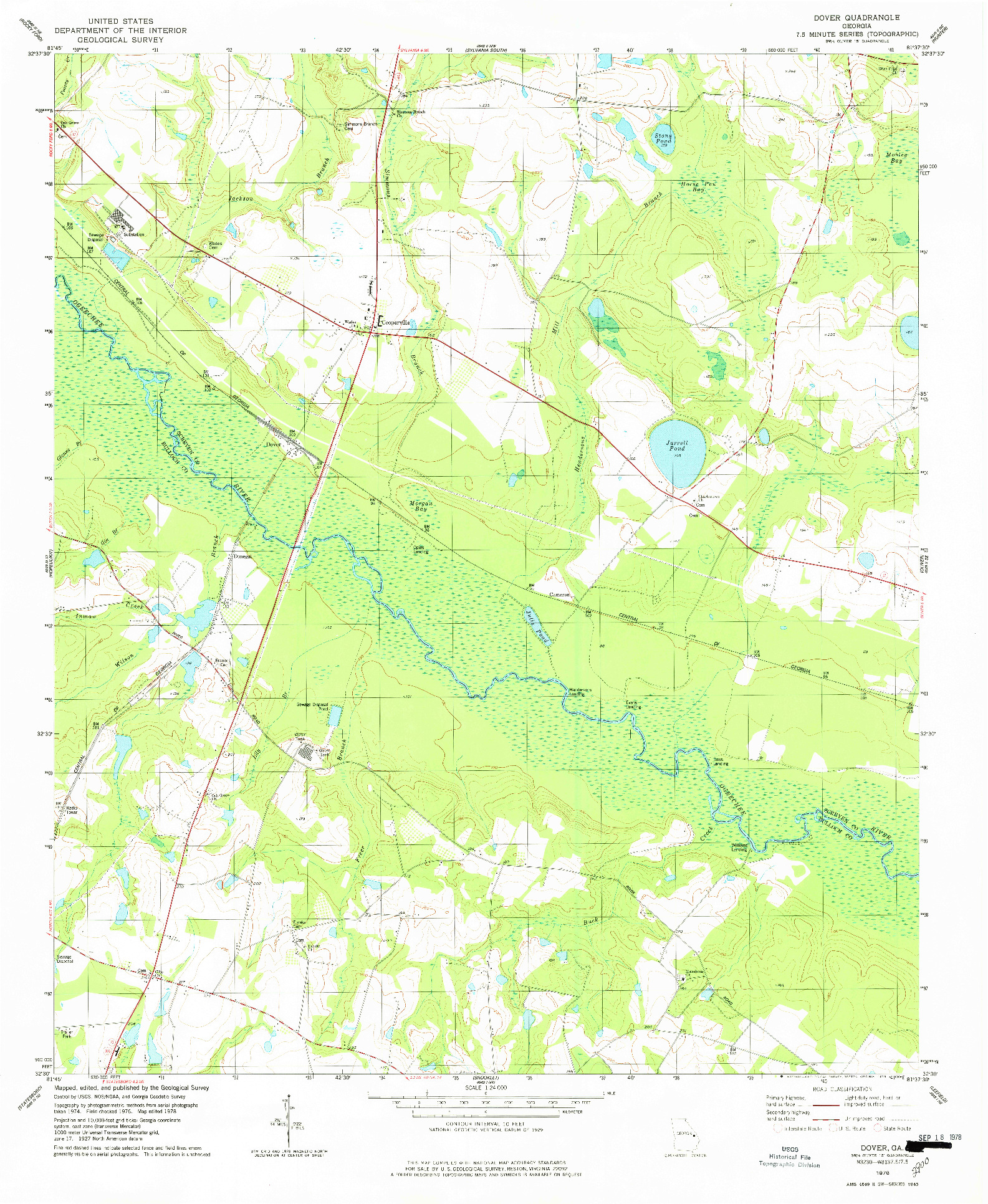 USGS 1:24000-SCALE QUADRANGLE FOR DOVER, GA 1978