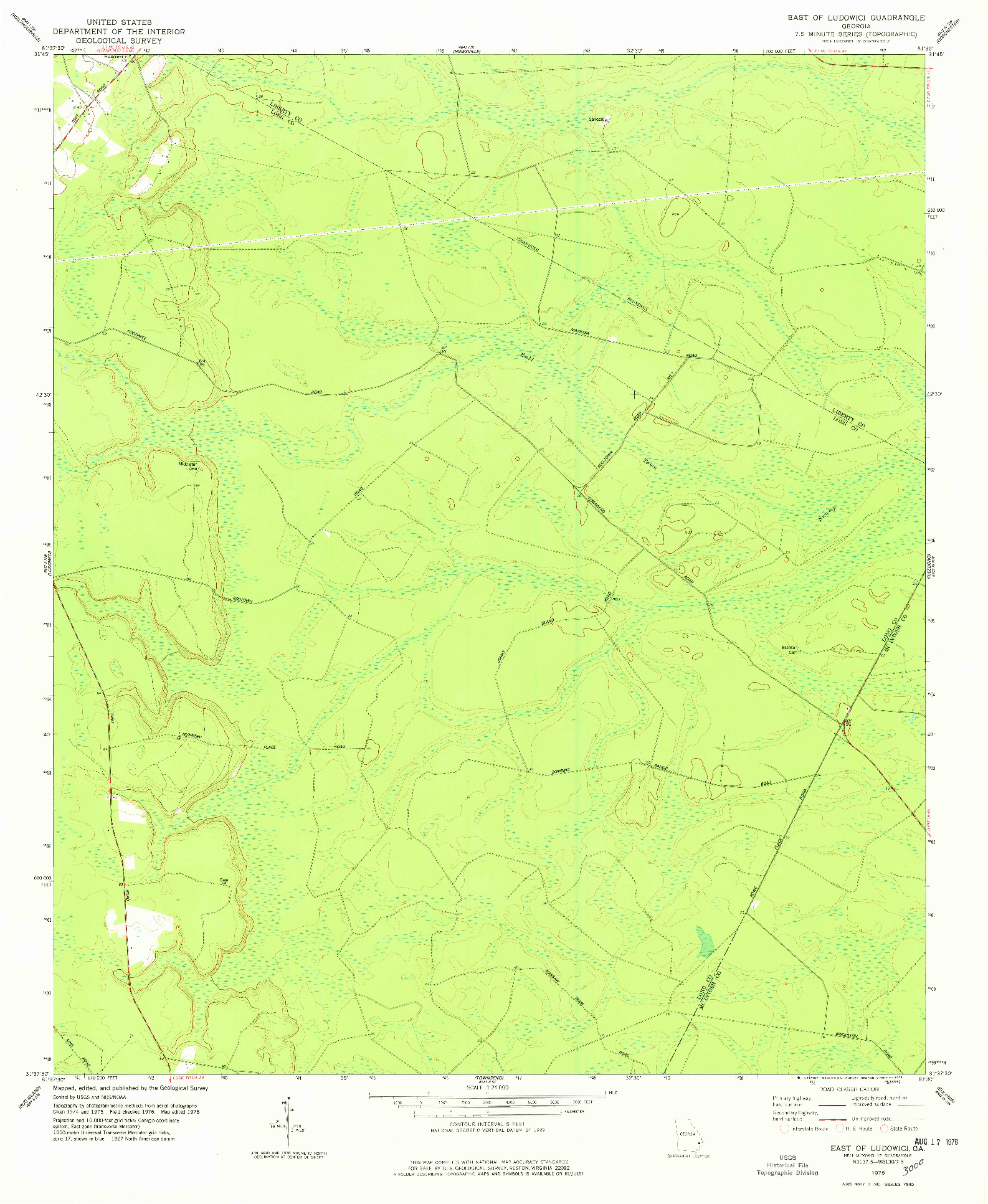 USGS 1:24000-SCALE QUADRANGLE FOR EAST OF LUDOWICI, GA 1978