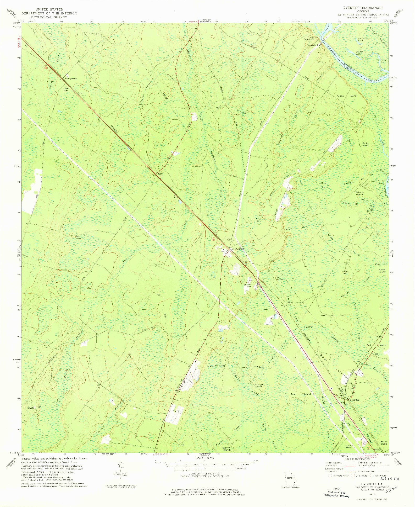 USGS 1:24000-SCALE QUADRANGLE FOR EVERETT, GA 1978