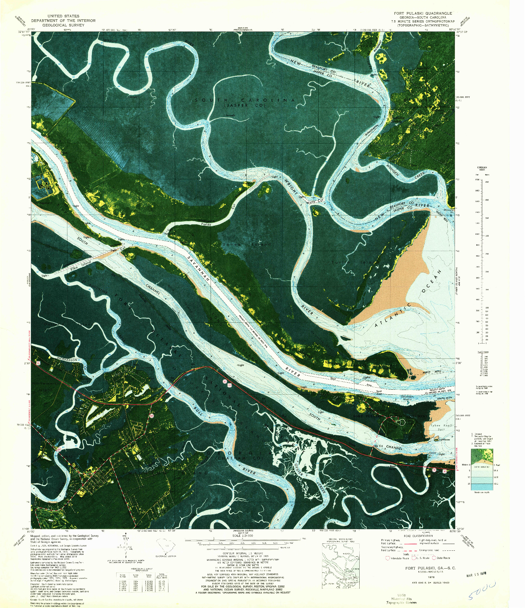 USGS 1:24000-SCALE QUADRANGLE FOR FORT PULASKI, GA 1978