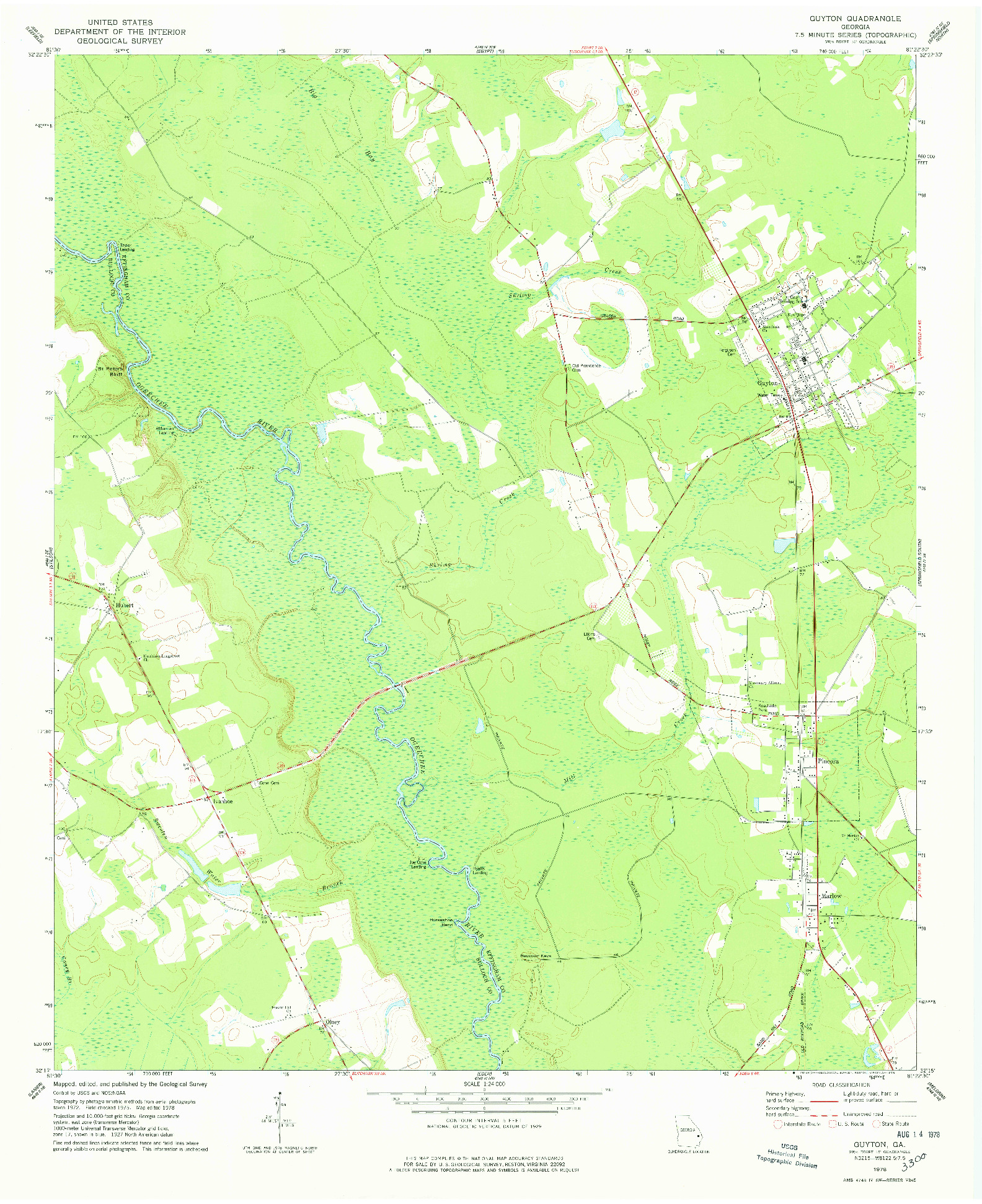 USGS 1:24000-SCALE QUADRANGLE FOR GUYTON, GA 1978