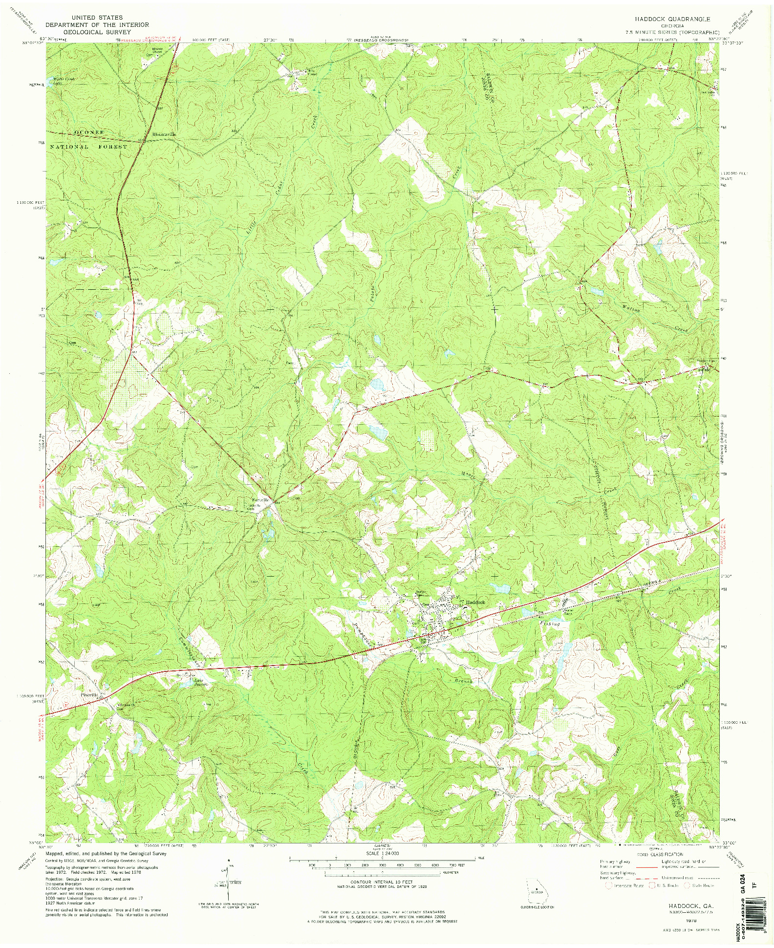 USGS 1:24000-SCALE QUADRANGLE FOR HADDOCK, GA 1978