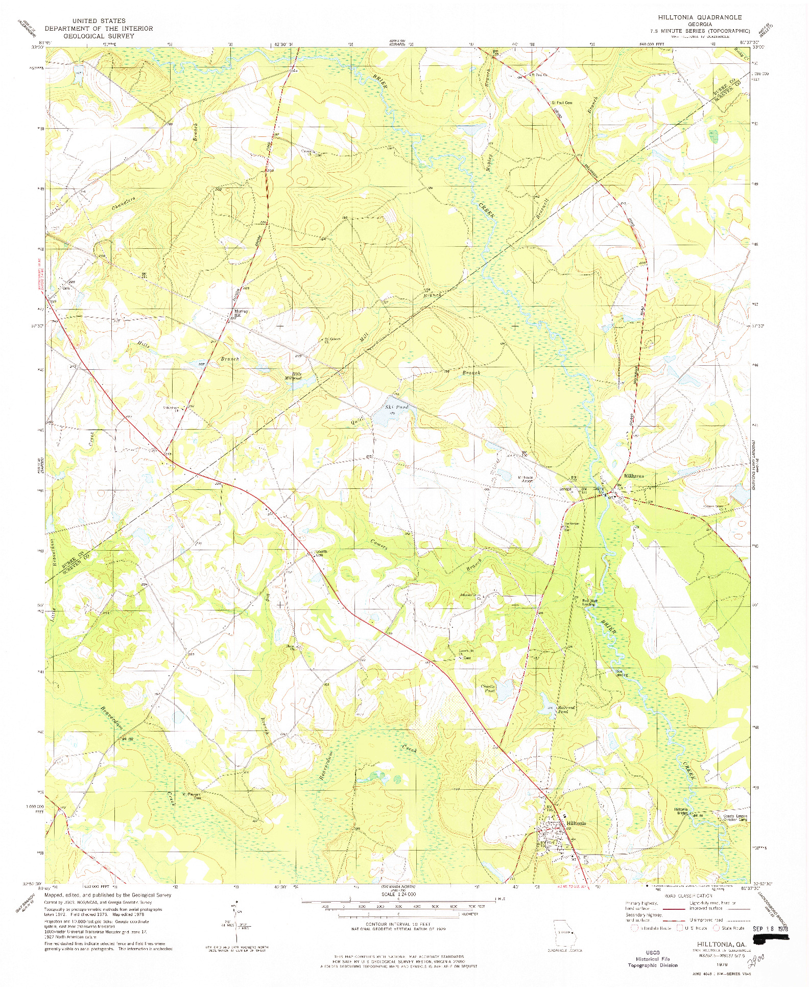 USGS 1:24000-SCALE QUADRANGLE FOR HILLTONIA, GA 1978