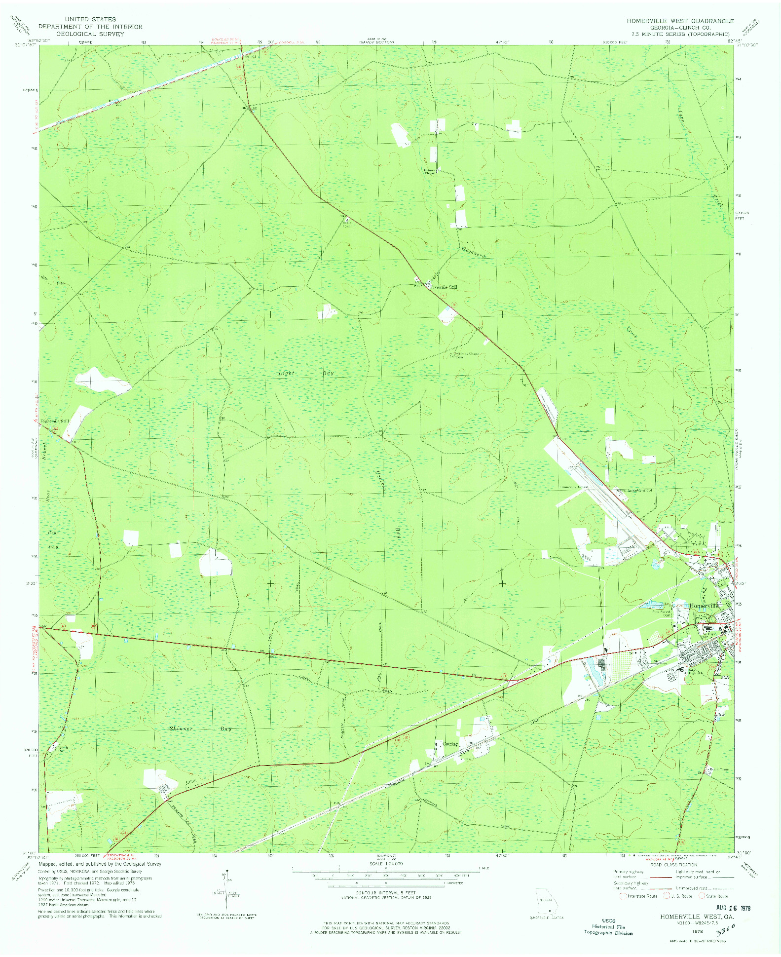 USGS 1:24000-SCALE QUADRANGLE FOR HOMERVILLE WEST, GA 1978