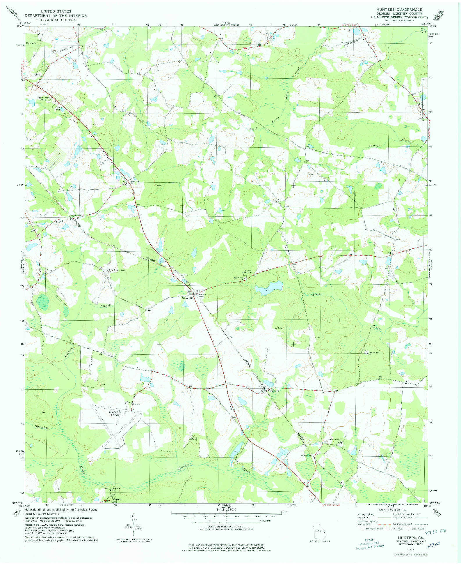 USGS 1:24000-SCALE QUADRANGLE FOR HUNTERS, GA 1978