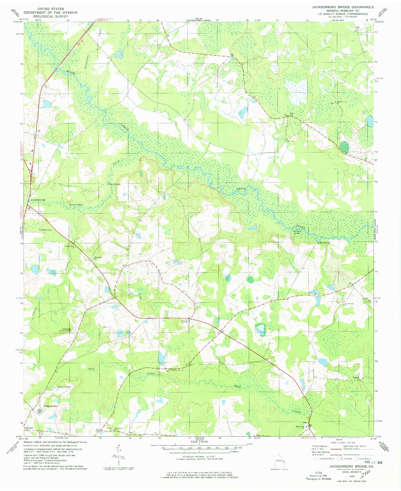 USGS 1:24000-SCALE QUADRANGLE FOR JACKSONBORO BRIDGE, GA 1978