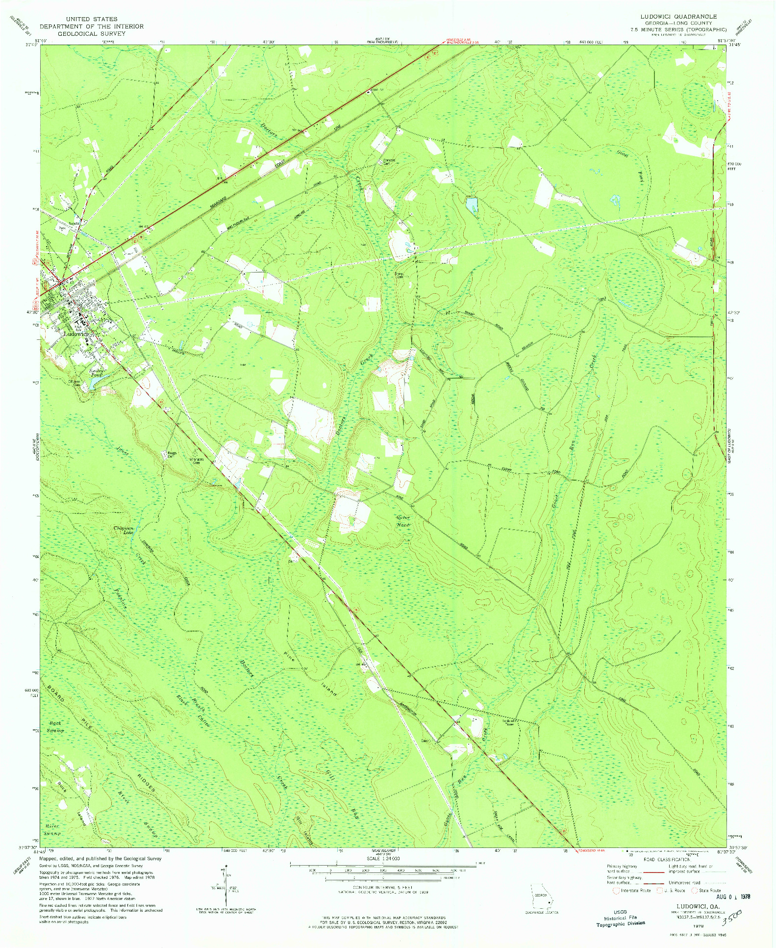 USGS 1:24000-SCALE QUADRANGLE FOR LUDOWICI, GA 1978